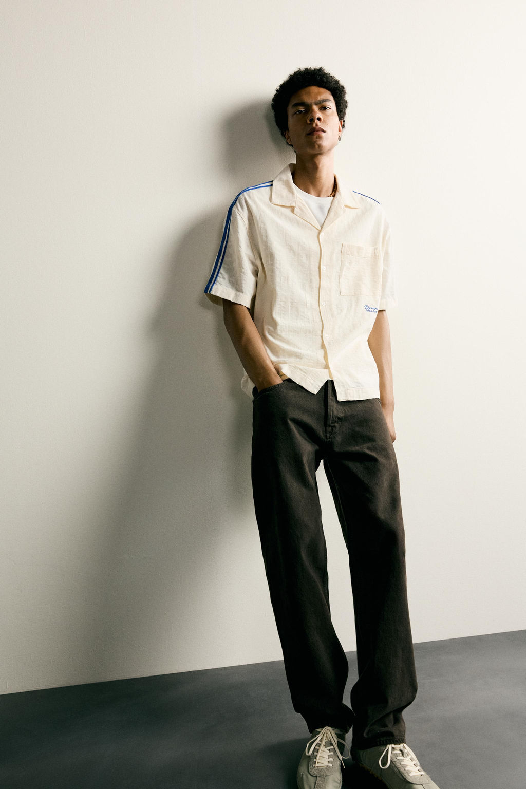 CAMISA BANDAS BORDADO CONTRASTE / Blanco roto - Zara фото 6