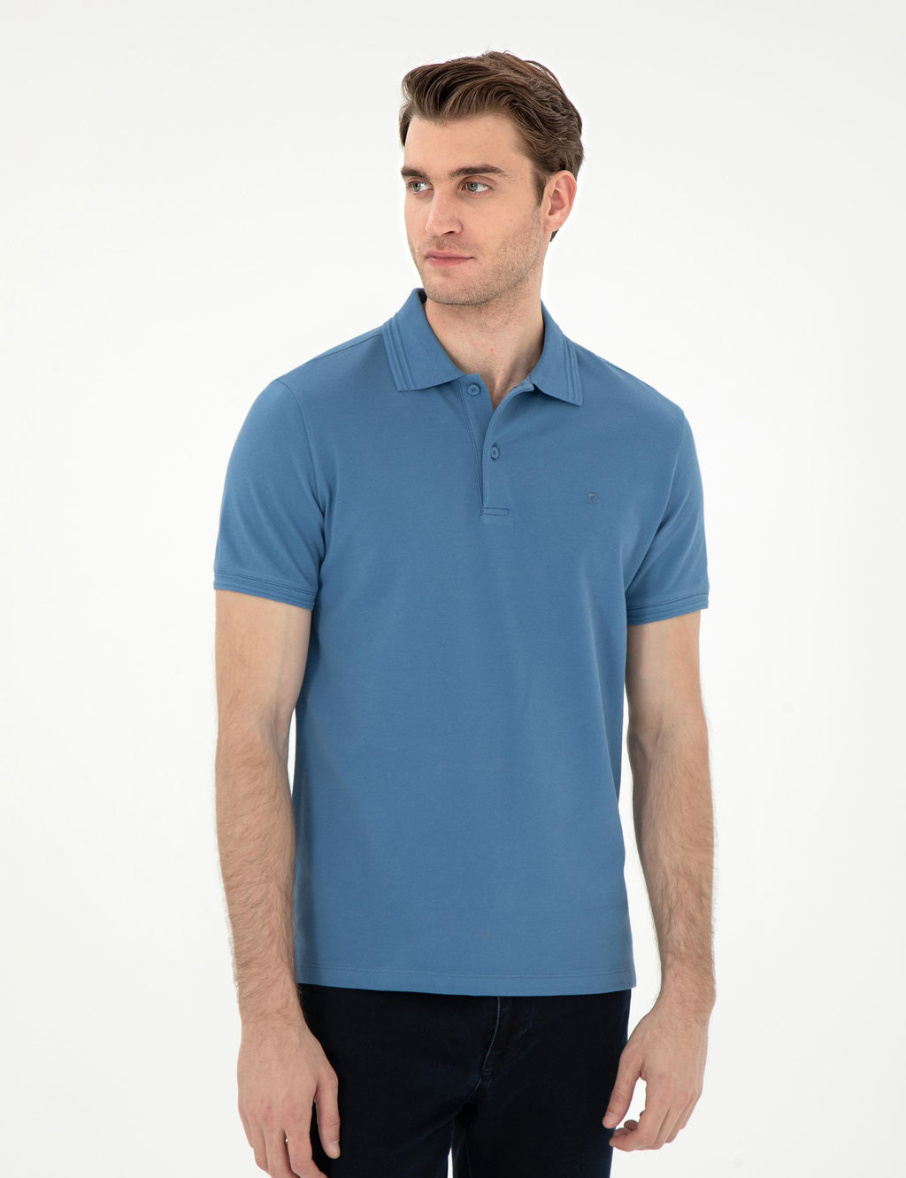 Koyu Mavi Slim Fit Basic Ti__rt - Pierre cardin фото 3