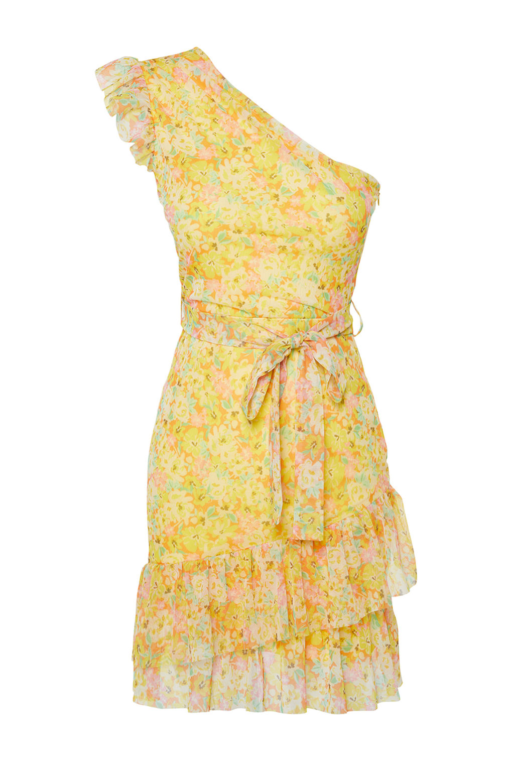 Cok Renkli Desenli Tek Kol Detayl? F?rf?rl? Astarl? Esnek Orme Mini Elbise TWOSS24EL00205 - Trendyolmilla фото 7