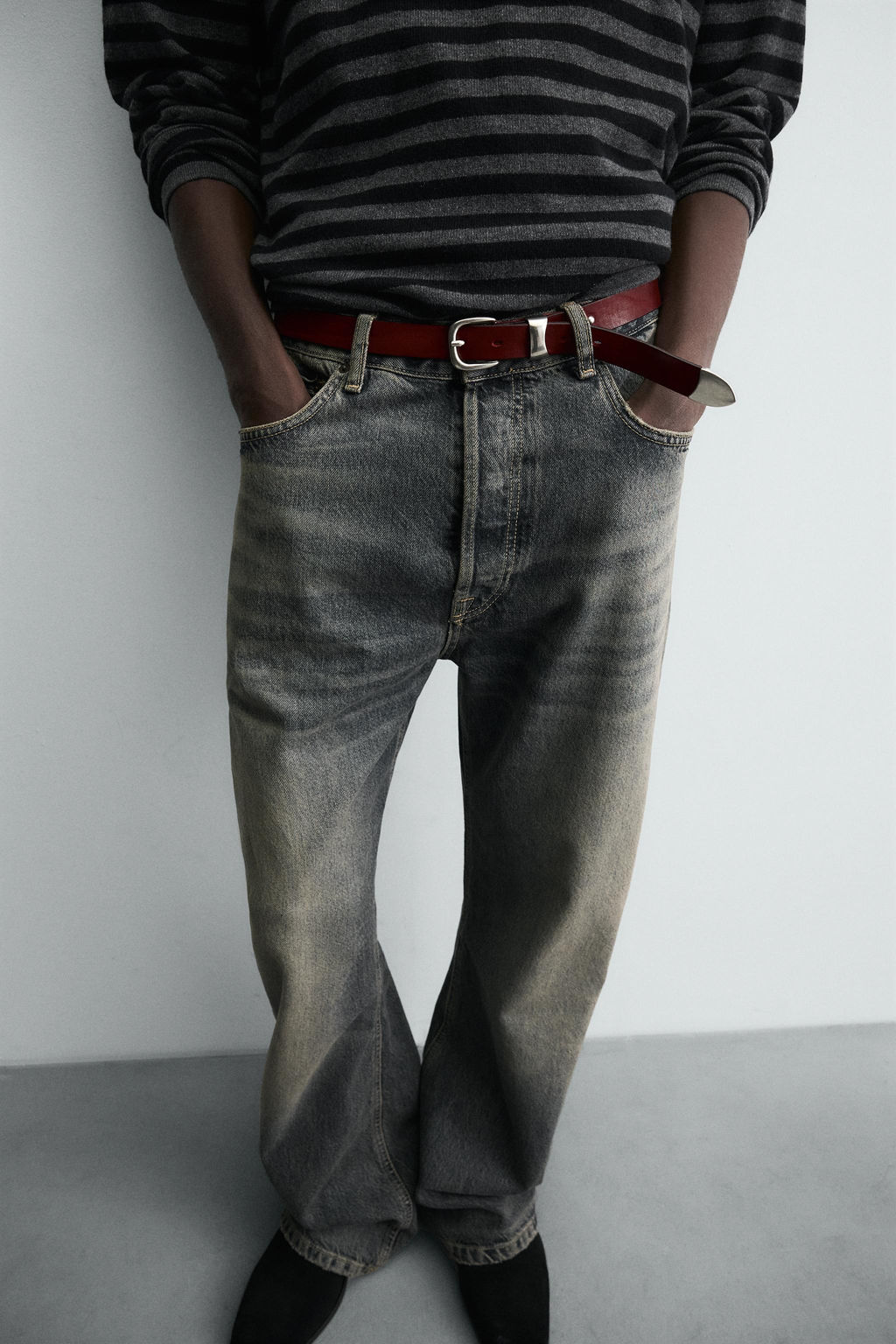 VINTAGE EFFECT LEATHER BELT