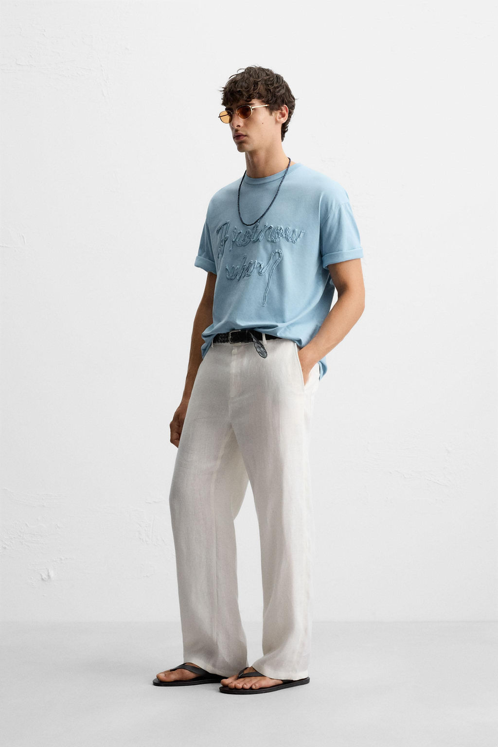 T-SHIRT WITH RAISED SLOGAN - Zara фото 4