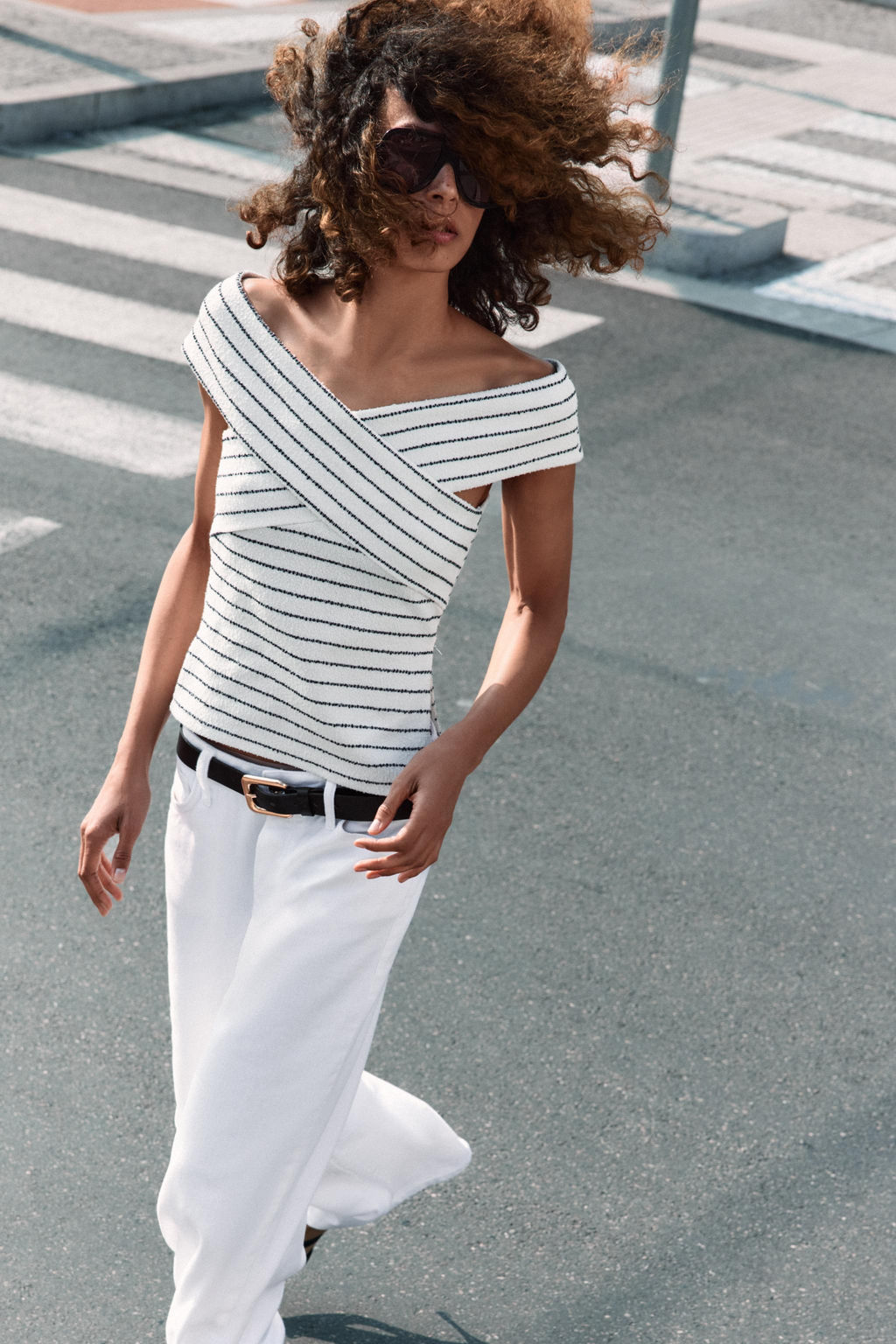 TOP CRUZADO BOUCL? / Blanco / Marino - Zara фото 2