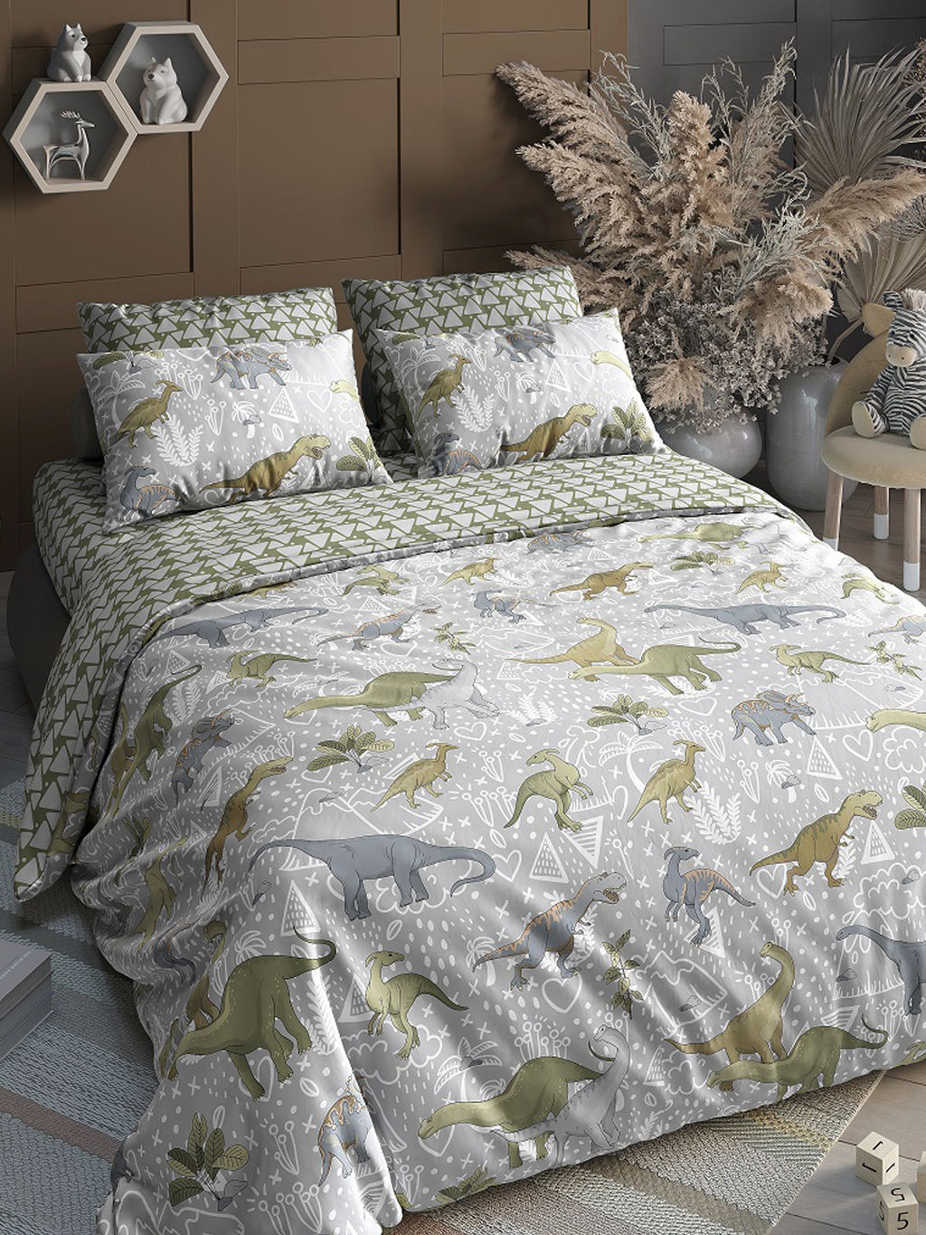 Постельное белье детское поплин с простыней на резинке - Юрский период Детский