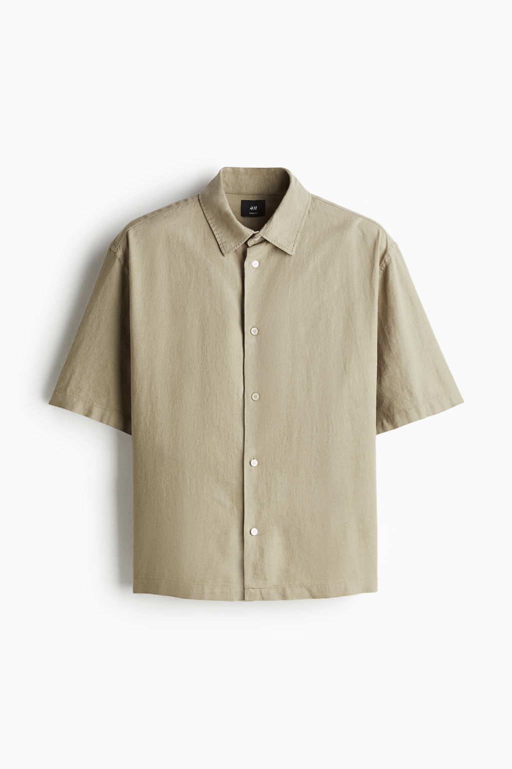 Camisa de manga corta en mezcla de lino Loose Fit - H&m фото 2