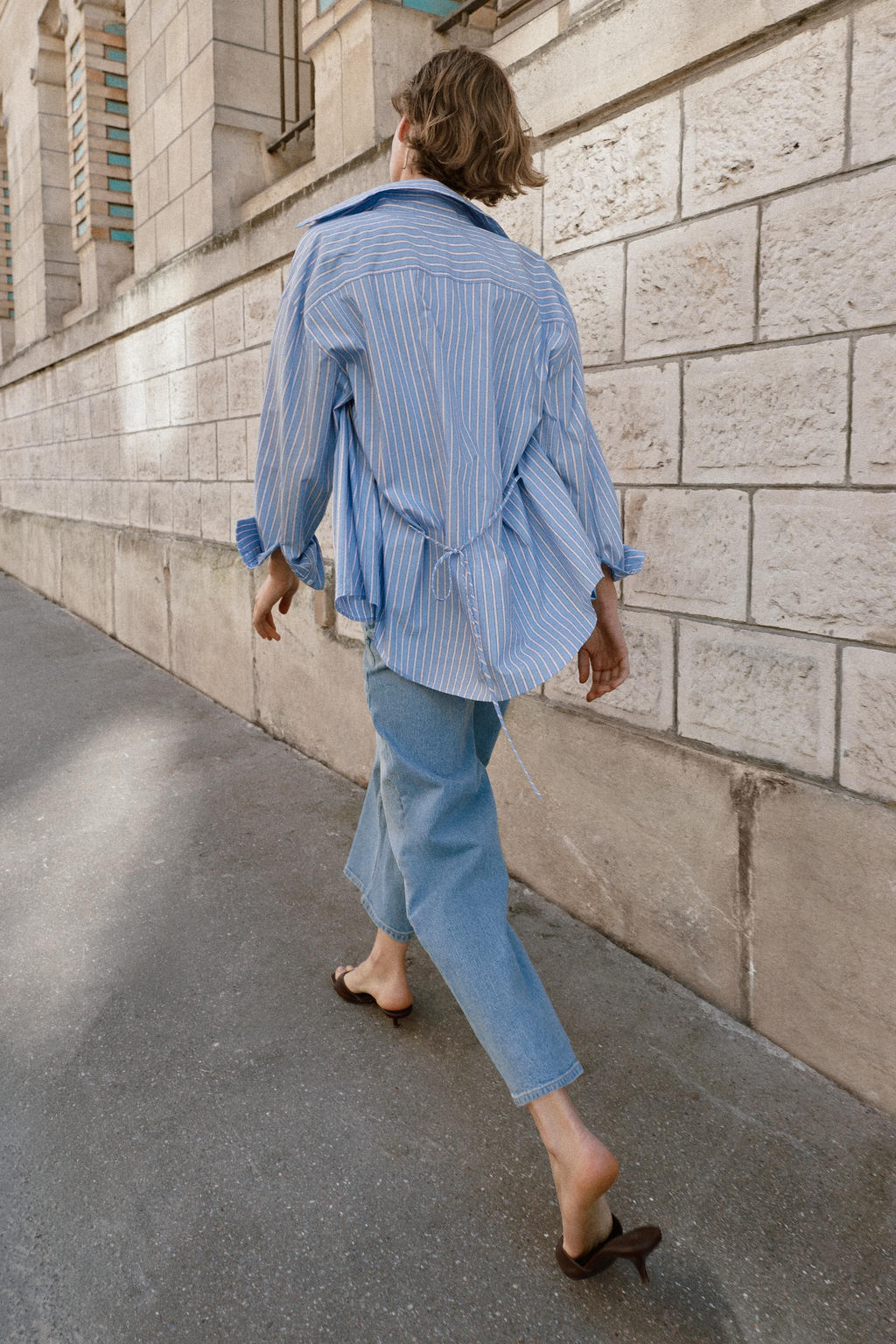 CAMISA OVERSIZE CON CAMISETA CINTUR?N / Azul / Blanco - Zara фото 5