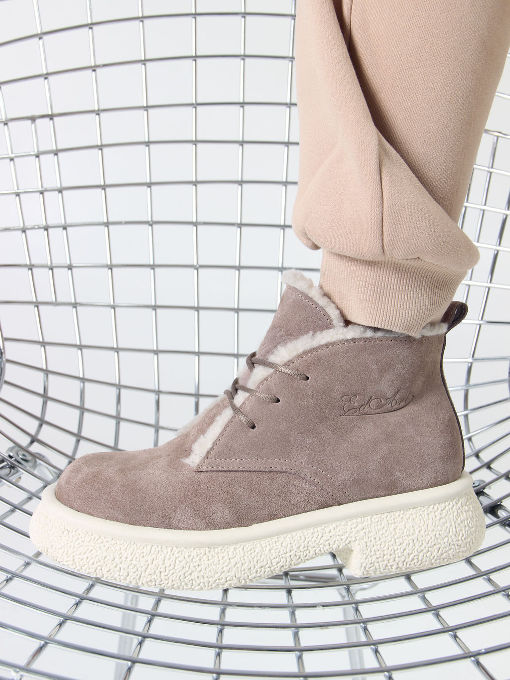Ботинки 308.агатаw. капучино замша/Шерсть