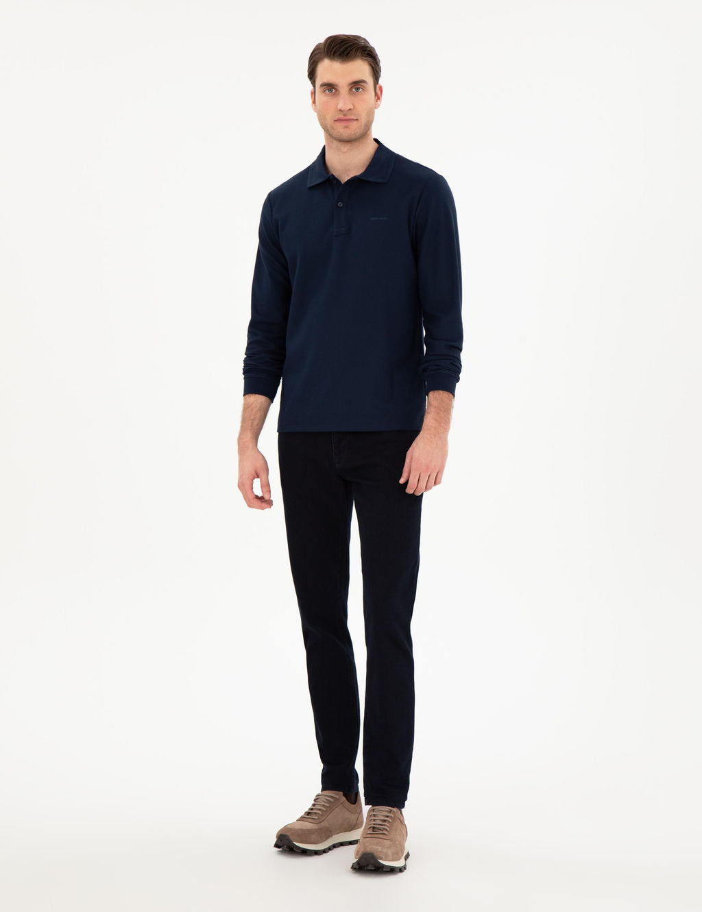Lacivert Slim Fit K_vr_lmaz Yaka Sweatshirt