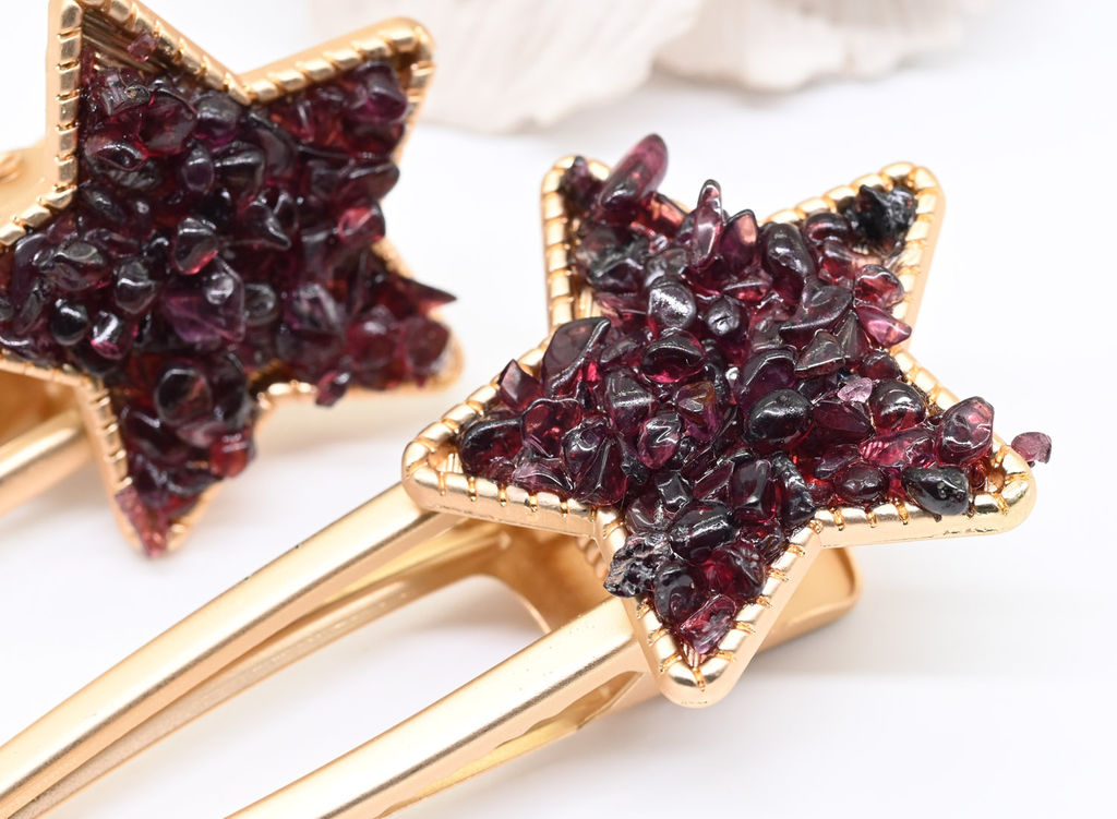 Заколка зажим Звезда с турмалином 7,5*3*1,8см - Радуга камня фото 12