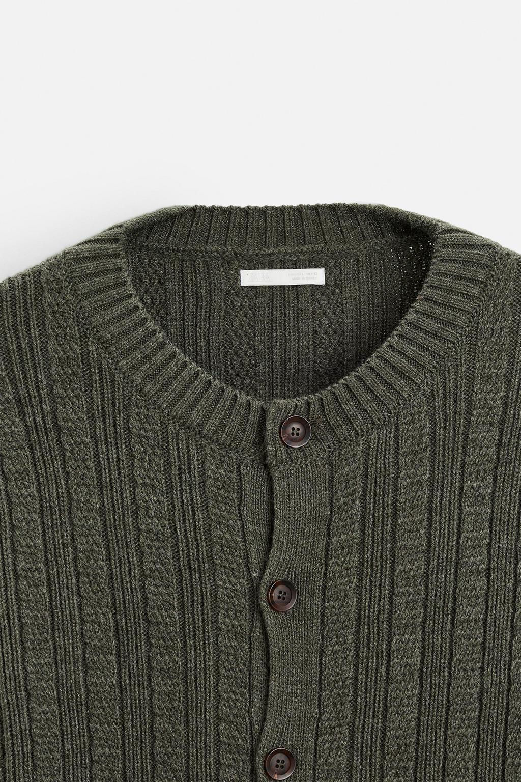 TEXTURED CABLE-KNIT CARDIGAN - Zara фото 8