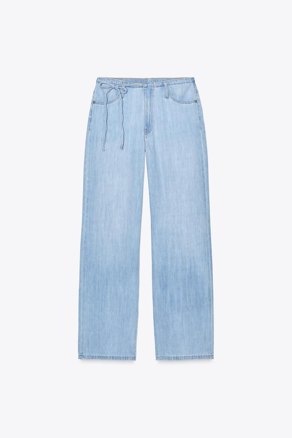 TRF PYJAMA-STYLE DENIM TROUSERS - Zara фото 6