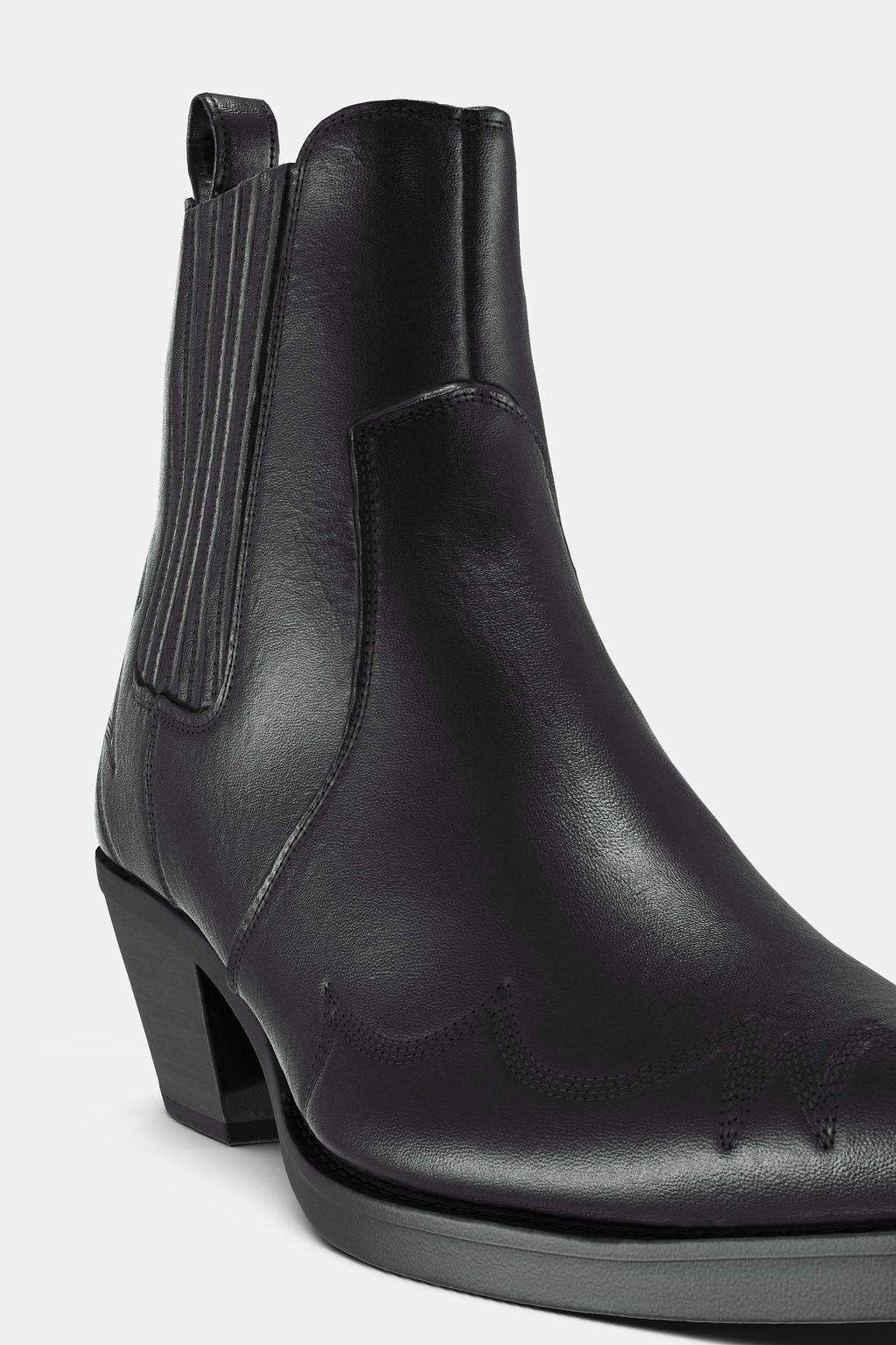LEATHER COWBOY ANKLE BOOTS WITH TOPSTITCHING - Zara фото 8