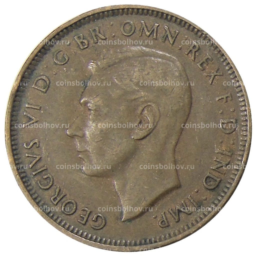 Монета 1/2 пенни 1938 года Австралия
