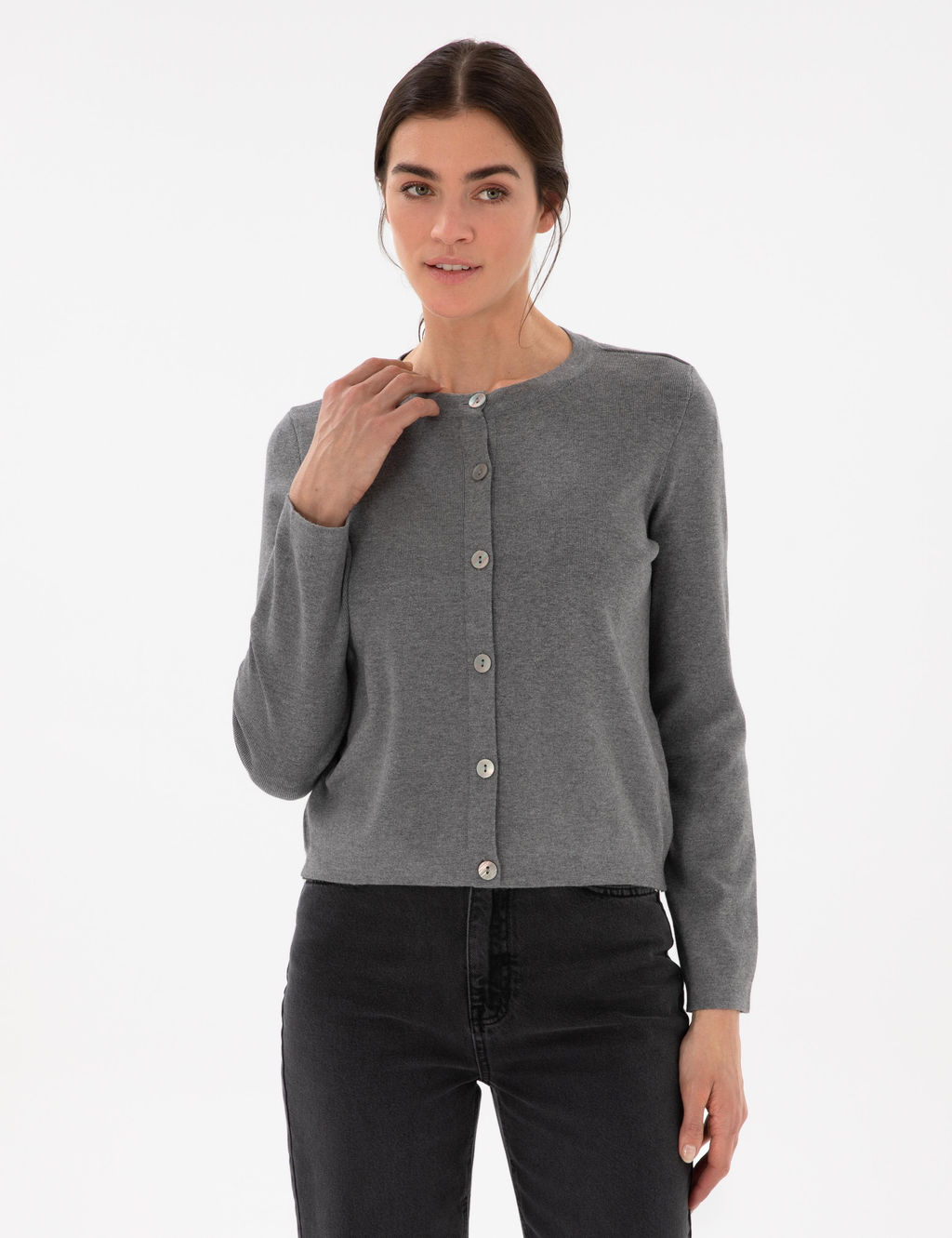 Gri Melanj Slim Fit Triko H_rka