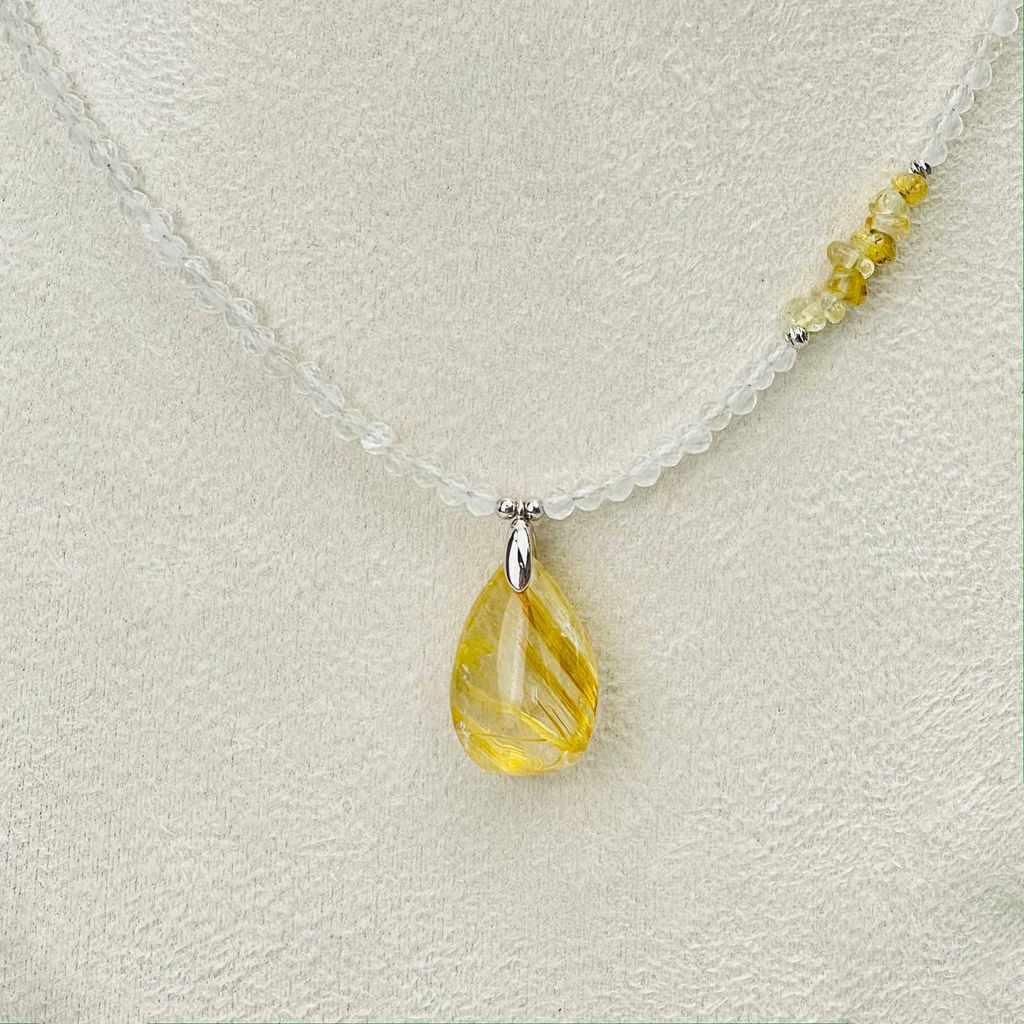 Колье из Горного Хрусталя и Рутилового кварца (Волосатик)