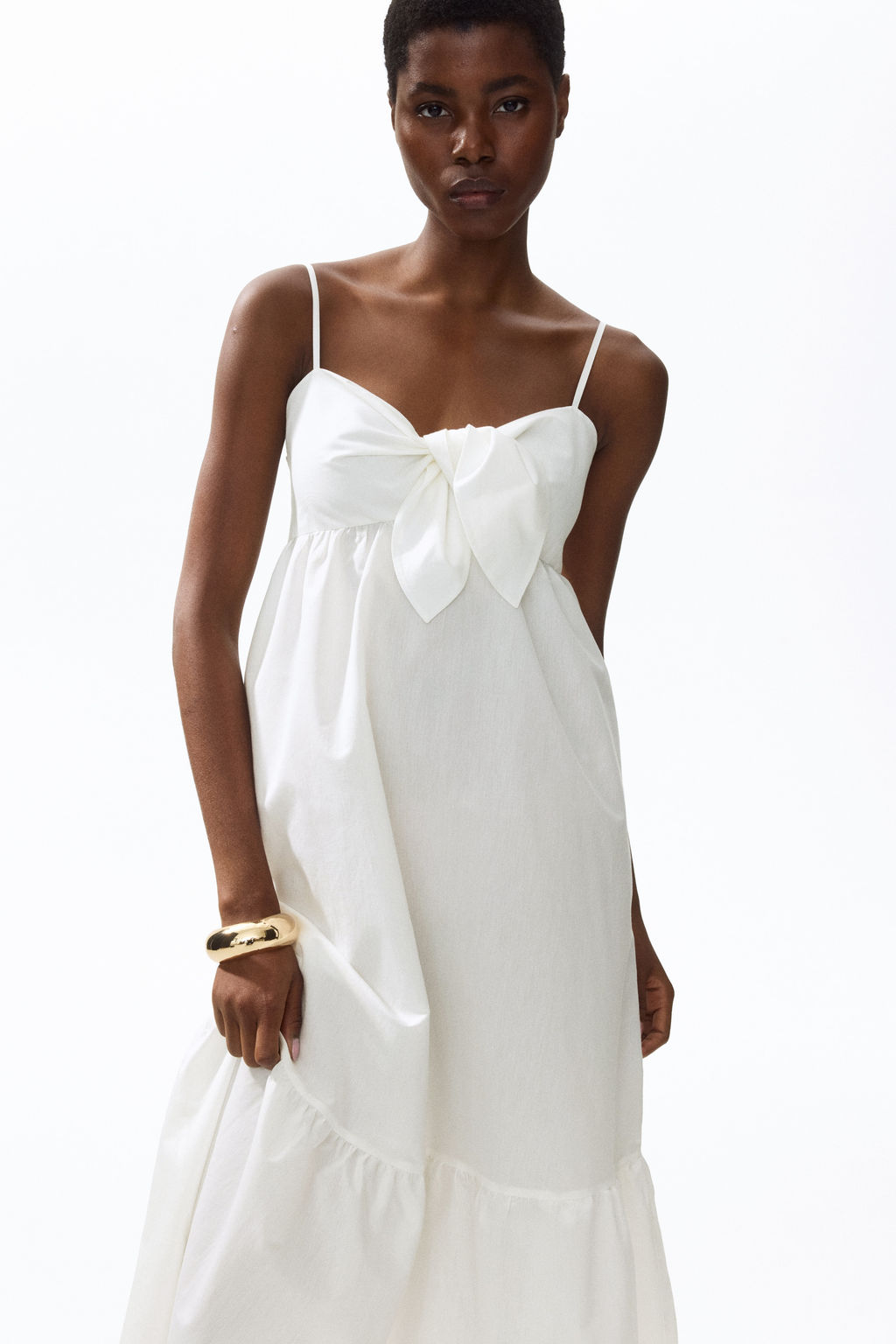 Vestido escalonado con nudo decorativo - H&m фото 3