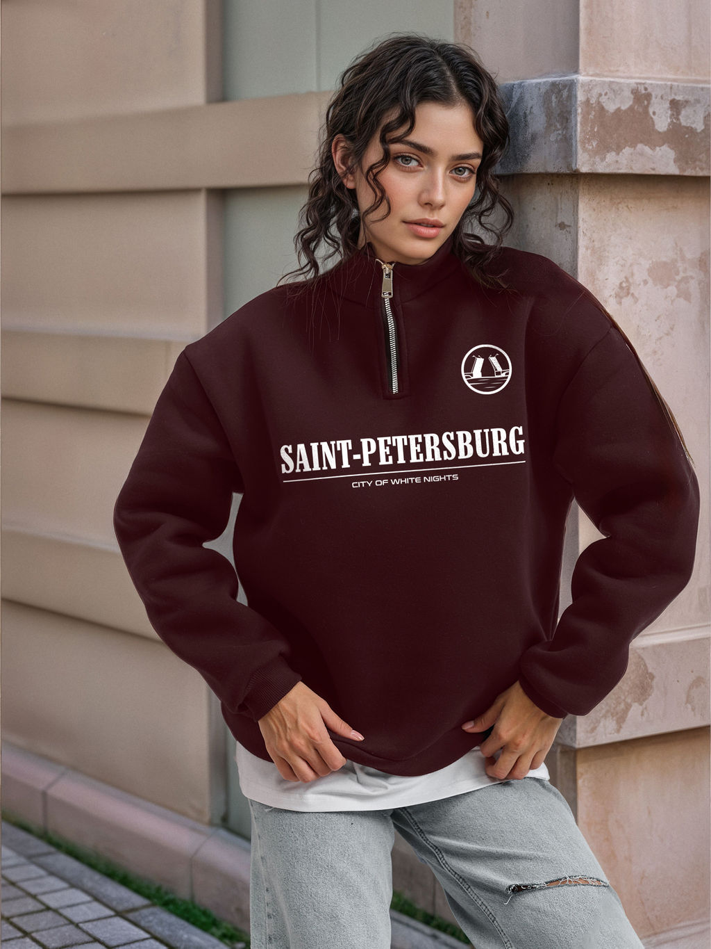 Толстовка женская с зип-воротником Saint Petersburg