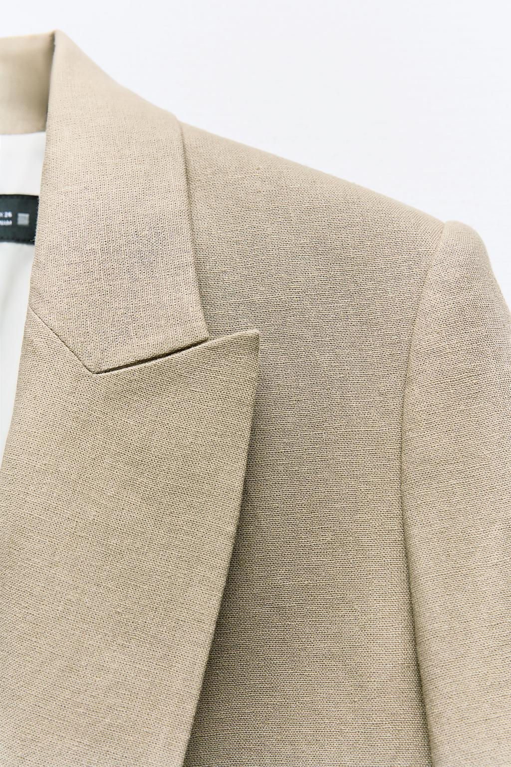 LINEN BLEND ROLL-UP SLEEVE OPEN BLAZER - Zara фото 5