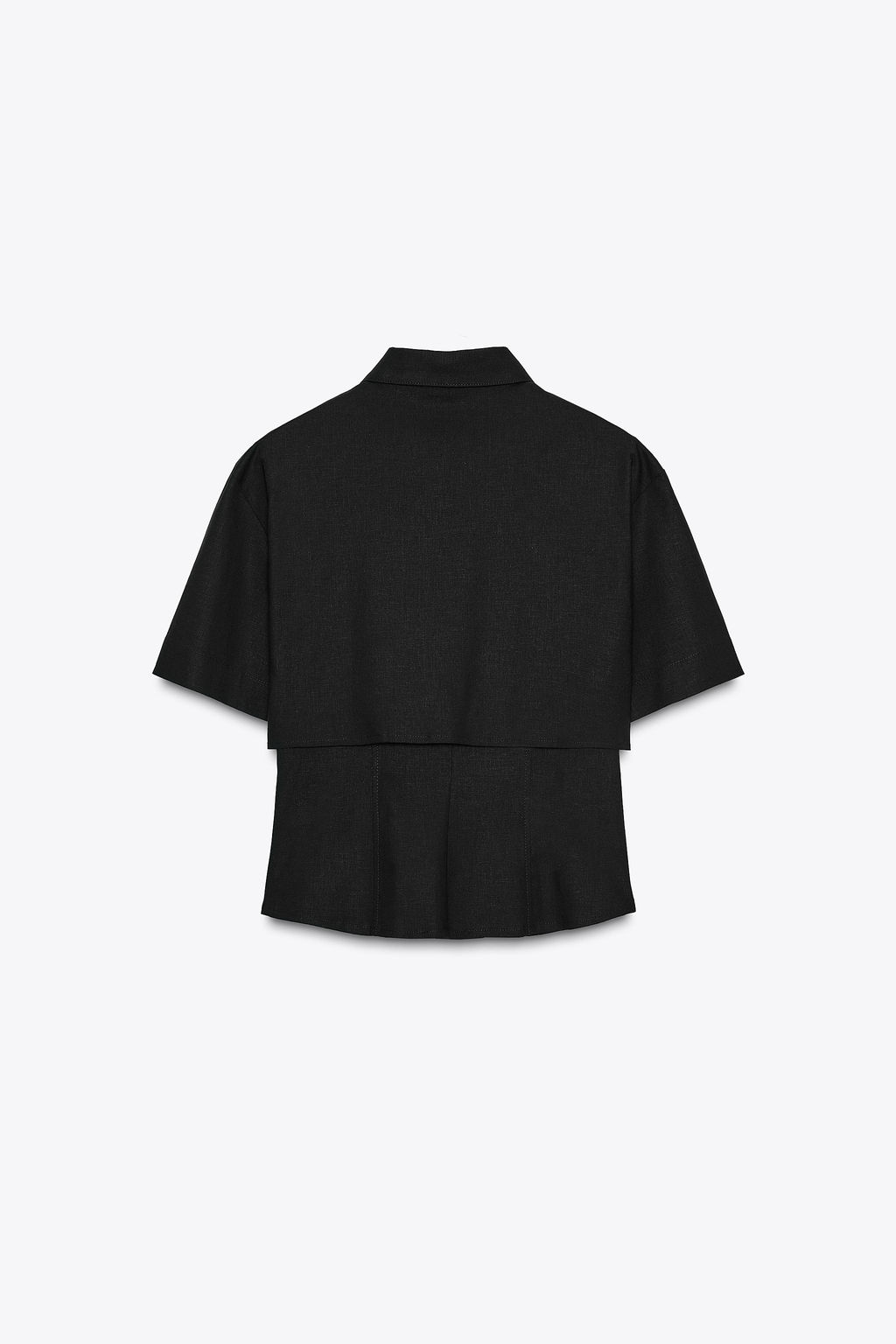 FITTED DOUBLE-LAYER LINEN BLEND SHIRT - Zara фото 13