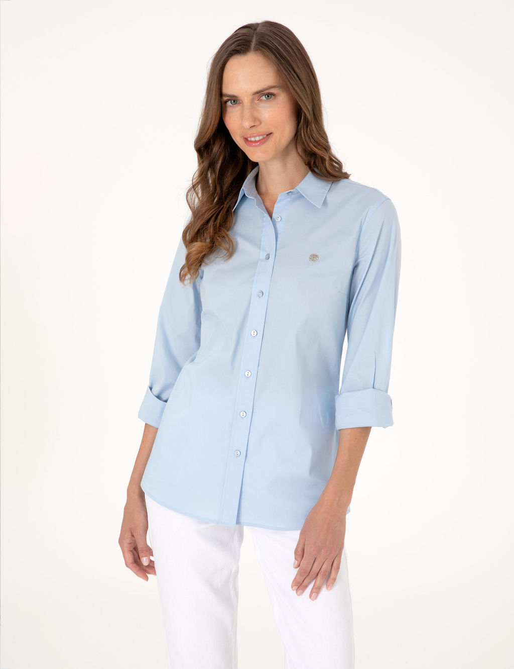 A__k Mavi Slim Fit Uzun Kollu G_mlek