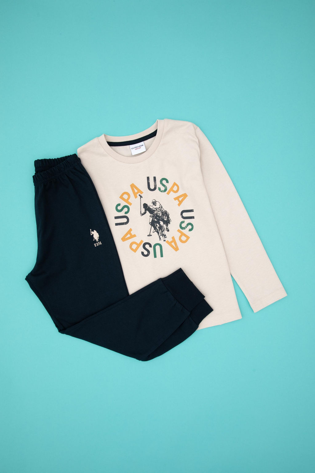 Erkek _ocuk Bej Pijama Tak_m_ Sepette S_rpriz _ndirim - U.s. polo assn фото 11