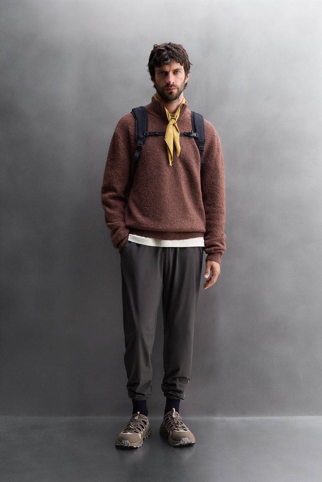 QUARTER-ZIP CONTRAST SWEATER
