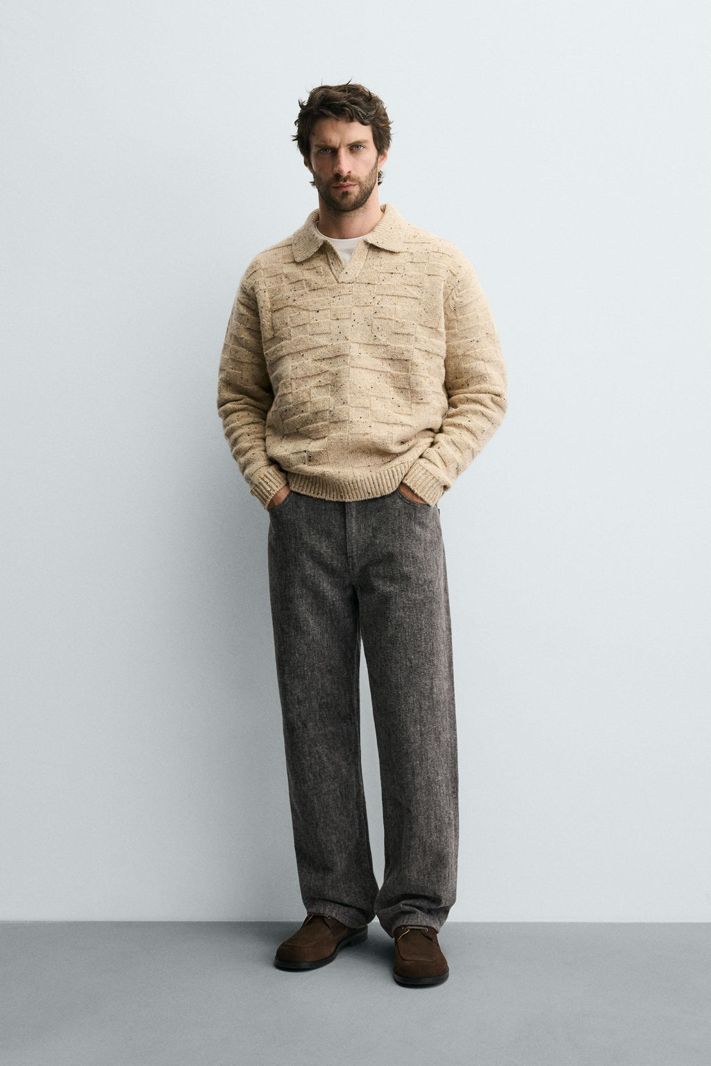 BRUSHED STRAIGHT-LEG JEANS