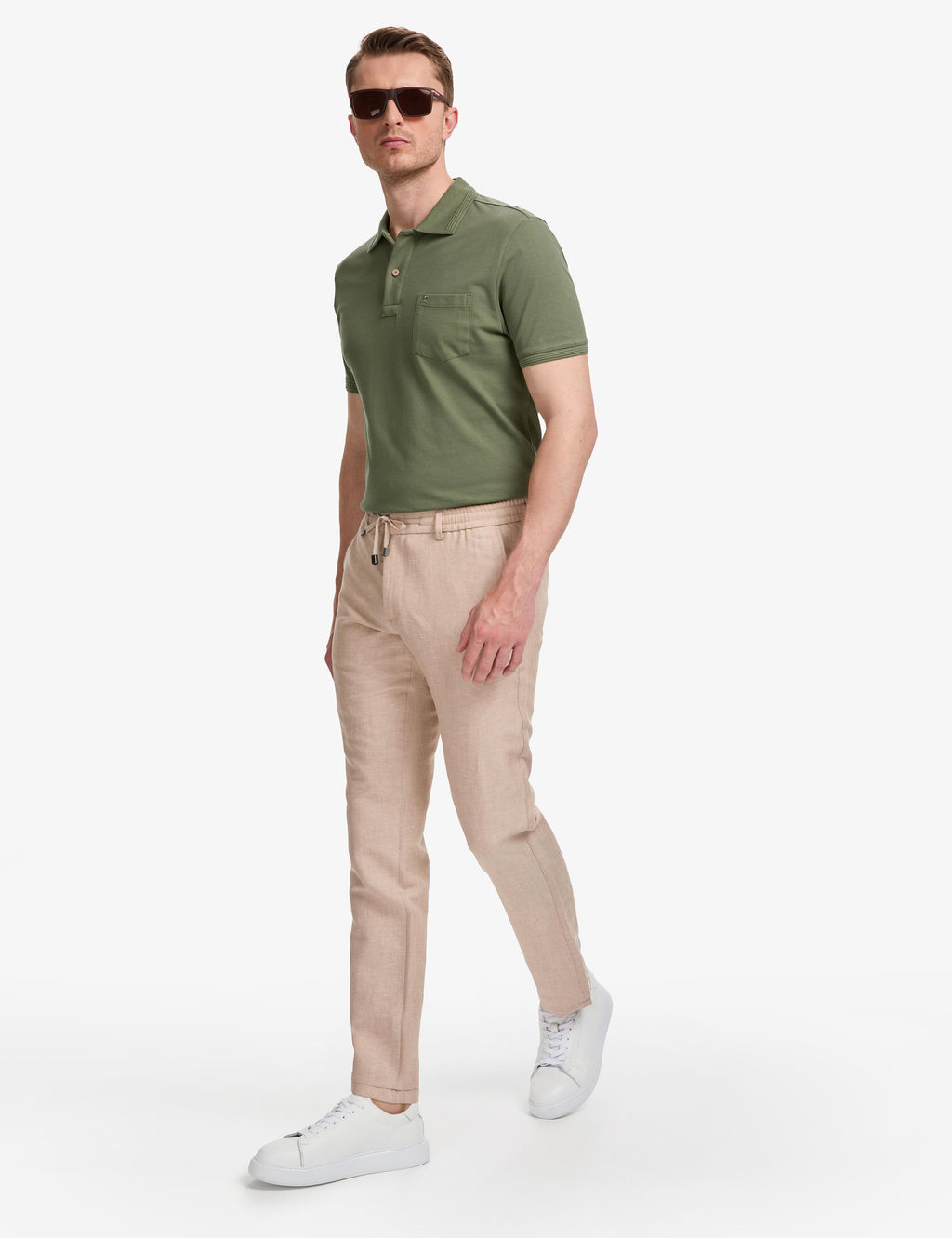 A__k Kahverengi Slim Fit Keten Kar___ml_ Pantolon