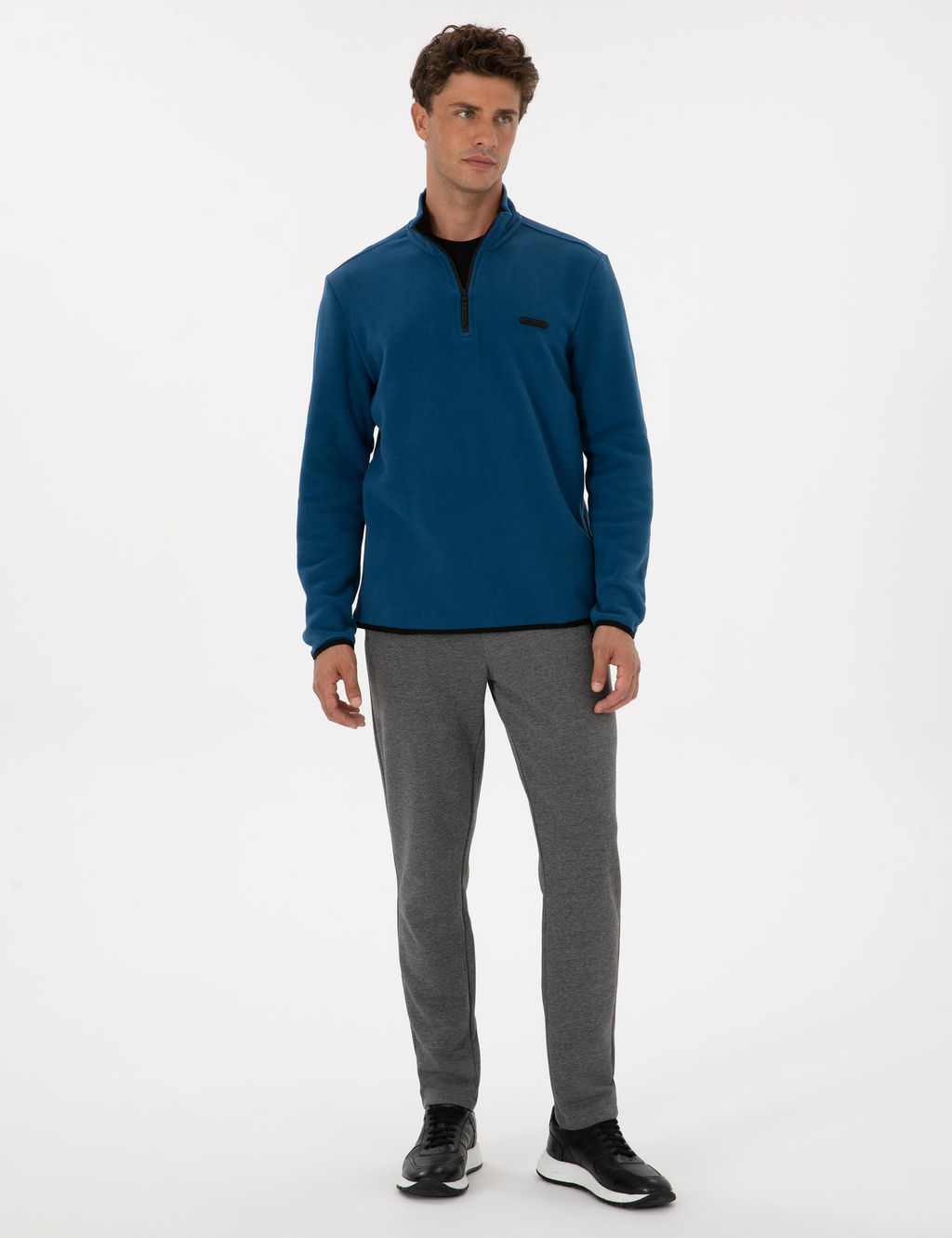 A__k Lacivert Regular Fit Yar_m Fermuarl_ Polar Sweatshirt