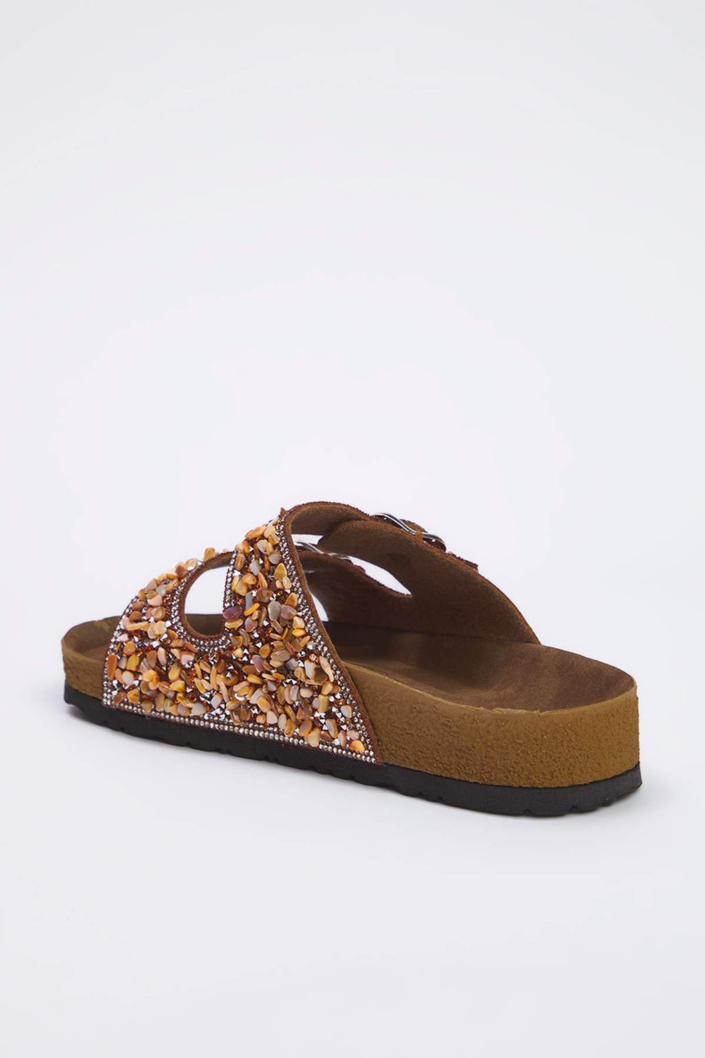 Trendyolmilla Shoes Kahverengi Boncuklu Cift Bantl? Kad?n Terlik TAKSS25TE00039  фото 4