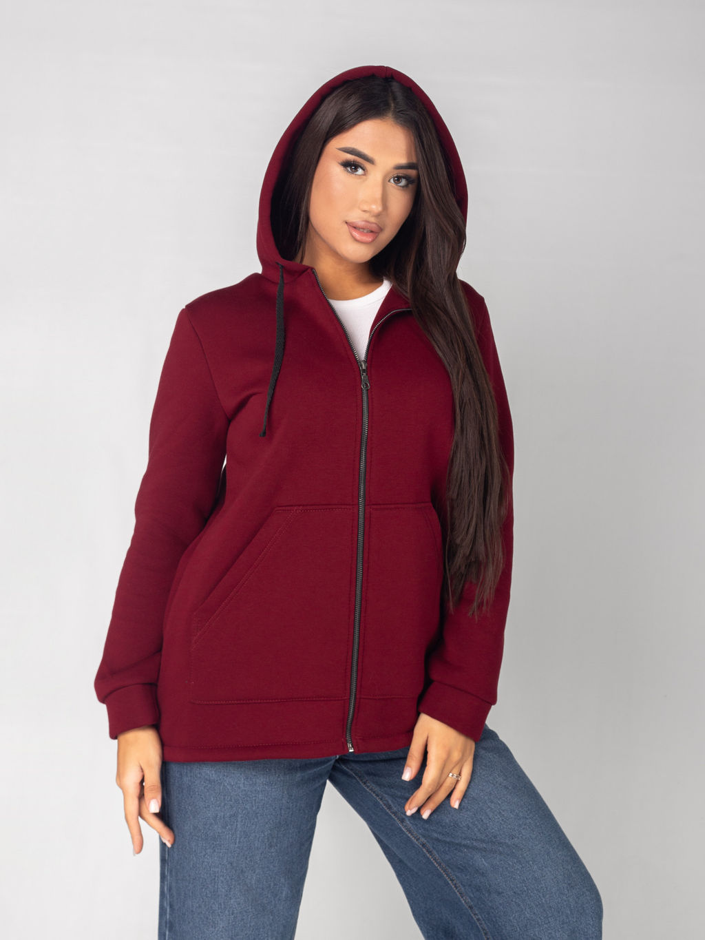 Толстовка женская футер начес 3-х нитка "РОКСАНА" БОРДО