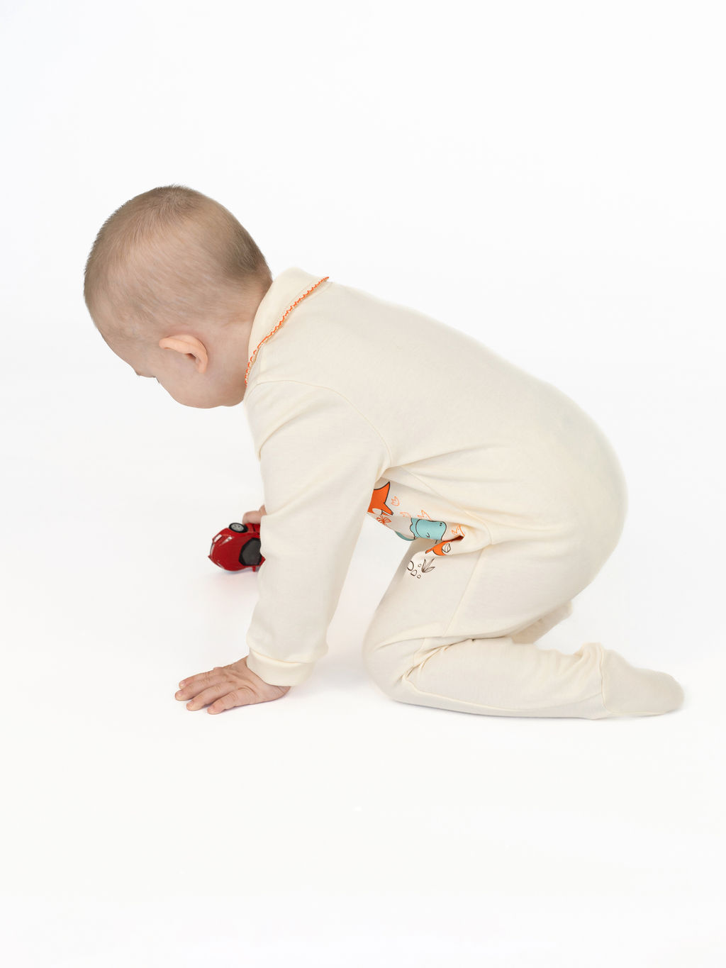 Комбинезон ясельный бежевый ростомер дино