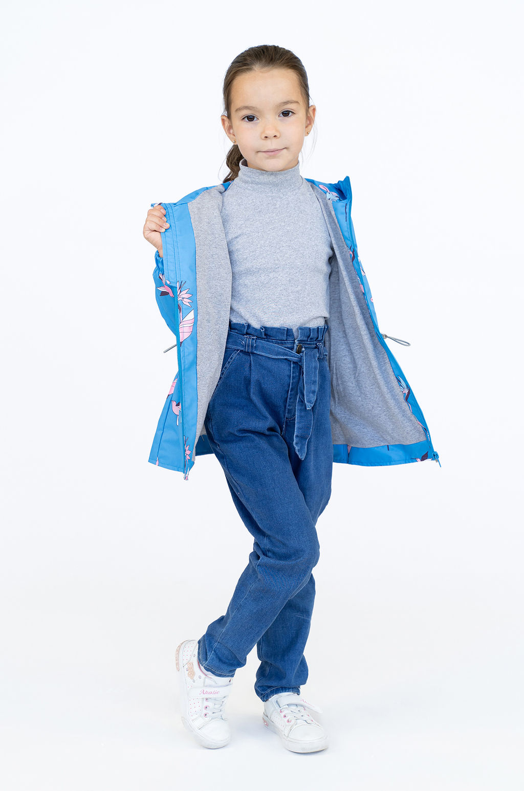 Ветровка для девочки синяя птичка 20-026 (110-116, 60)