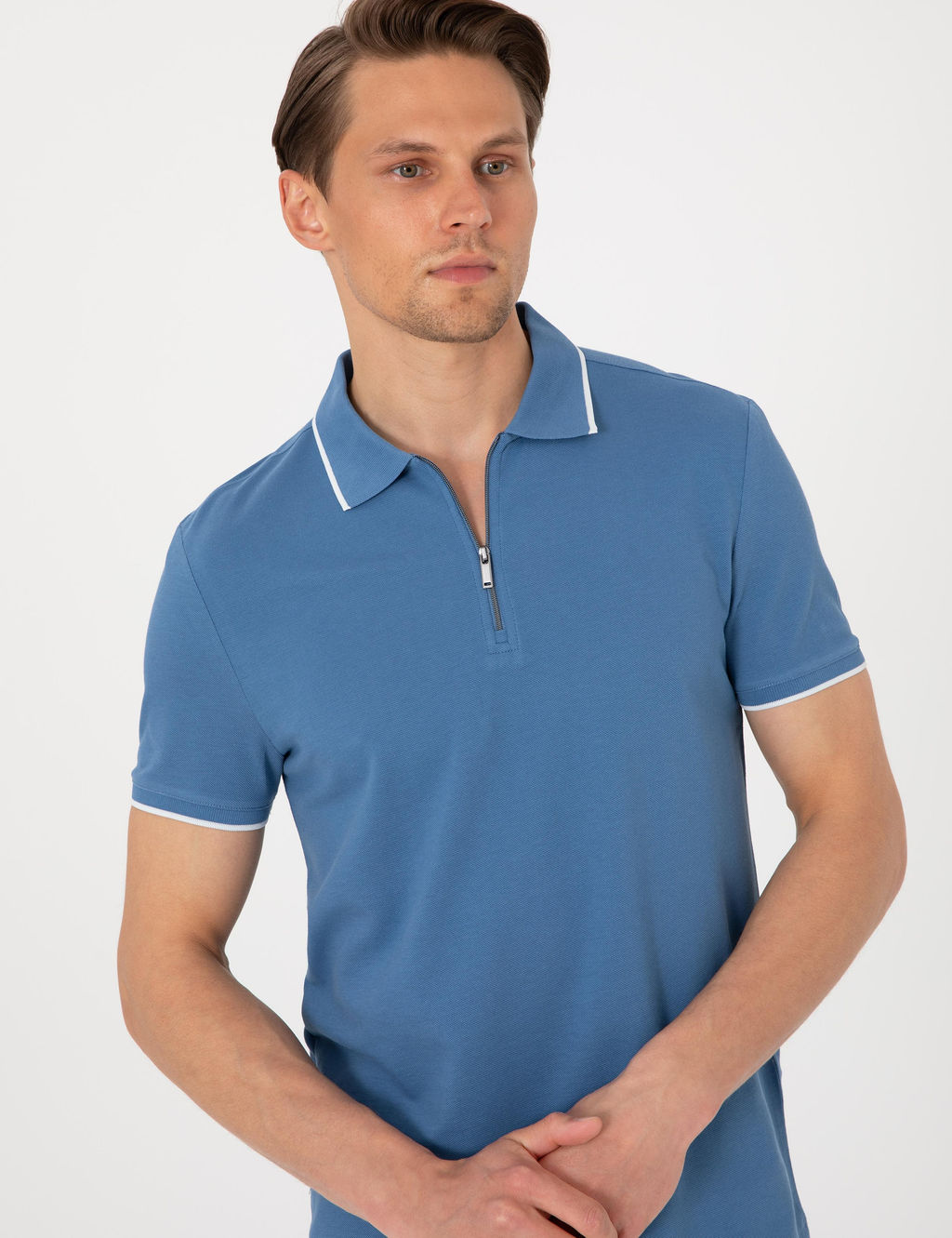 Koyu Mavi Slim Fit Polo Yaka Ti__rt - Pierre cardin фото 2