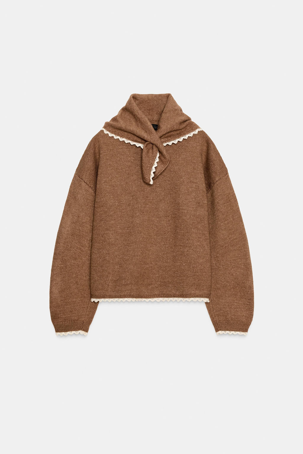 KNIT JUMPER WITH BANDANA AND LACE TRIM - Zara фото 6