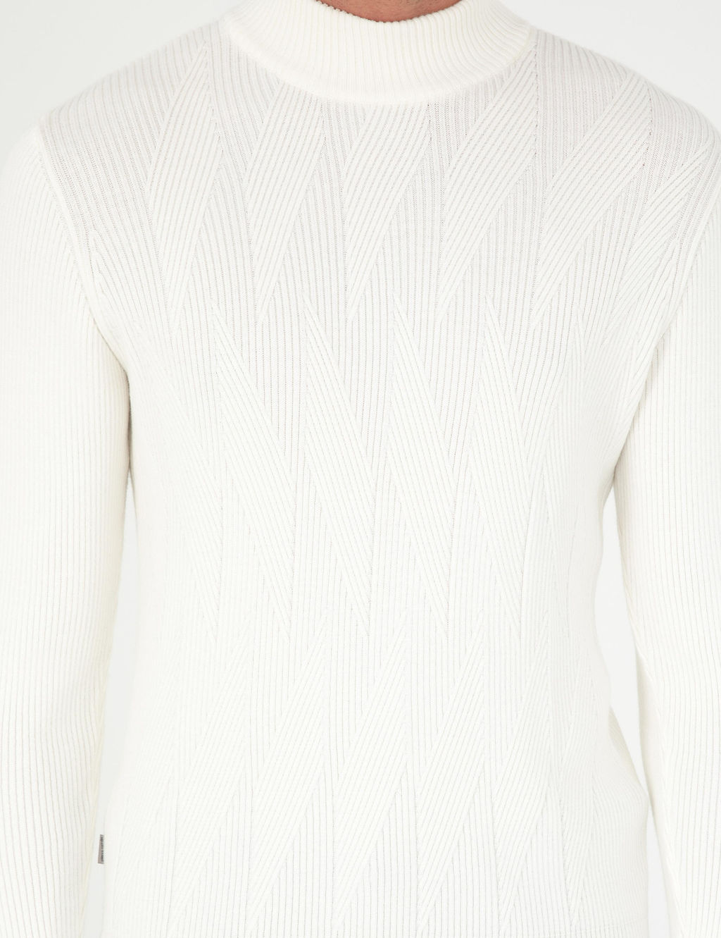 Ekru Slim Fit Yar_m Bal_k__ Yaka Y_n Kar___ml_ Triko Kazak - Pierre cardin фото 6