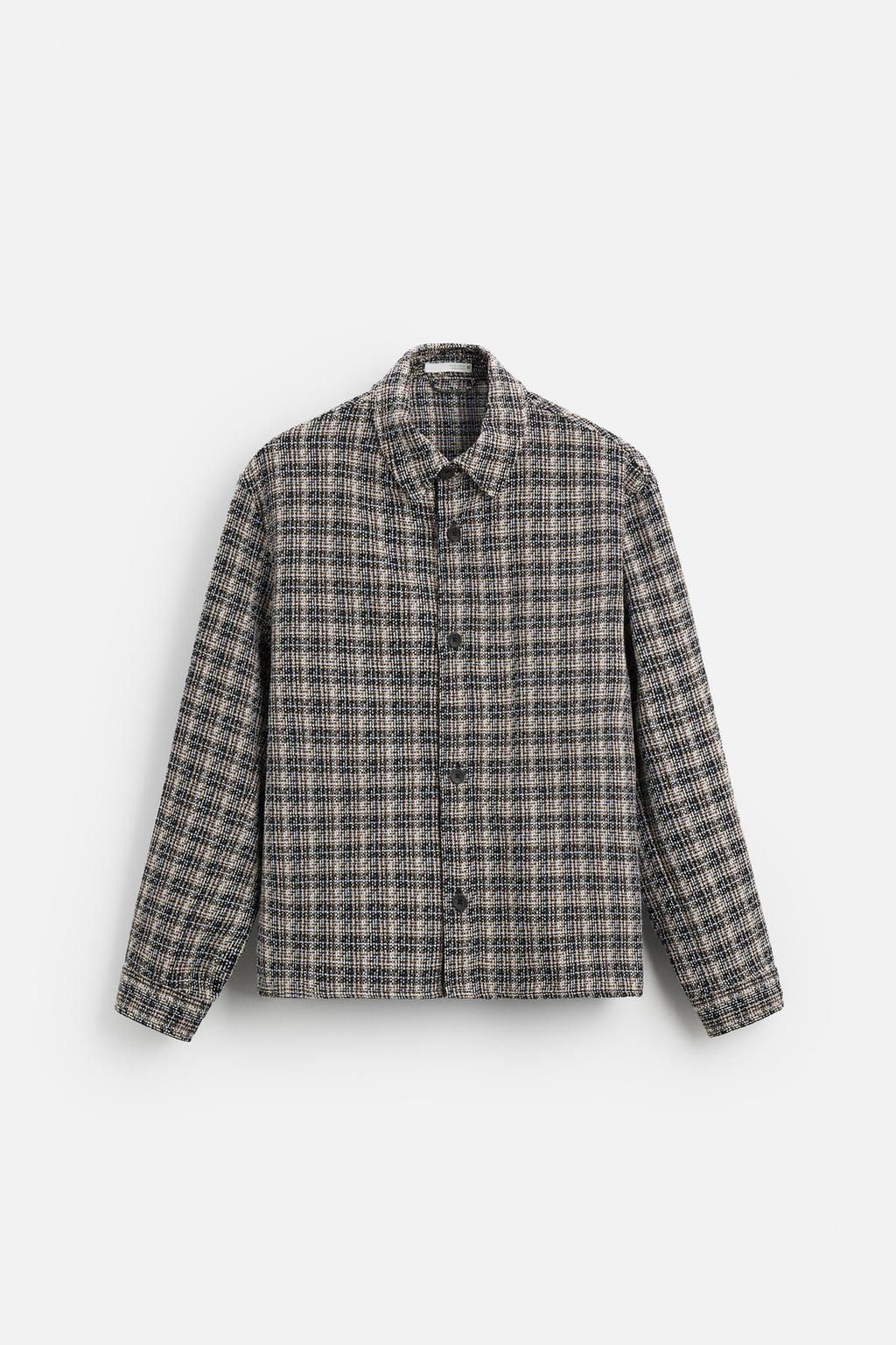 TEXTURED CHECK OVERSHIRT - Zara фото 6