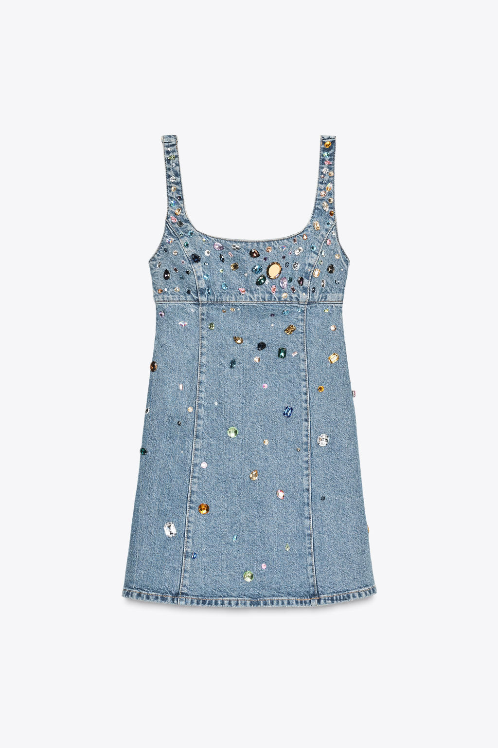 TRF DENIM DRESS WITH JEWELS - Zara фото 3
