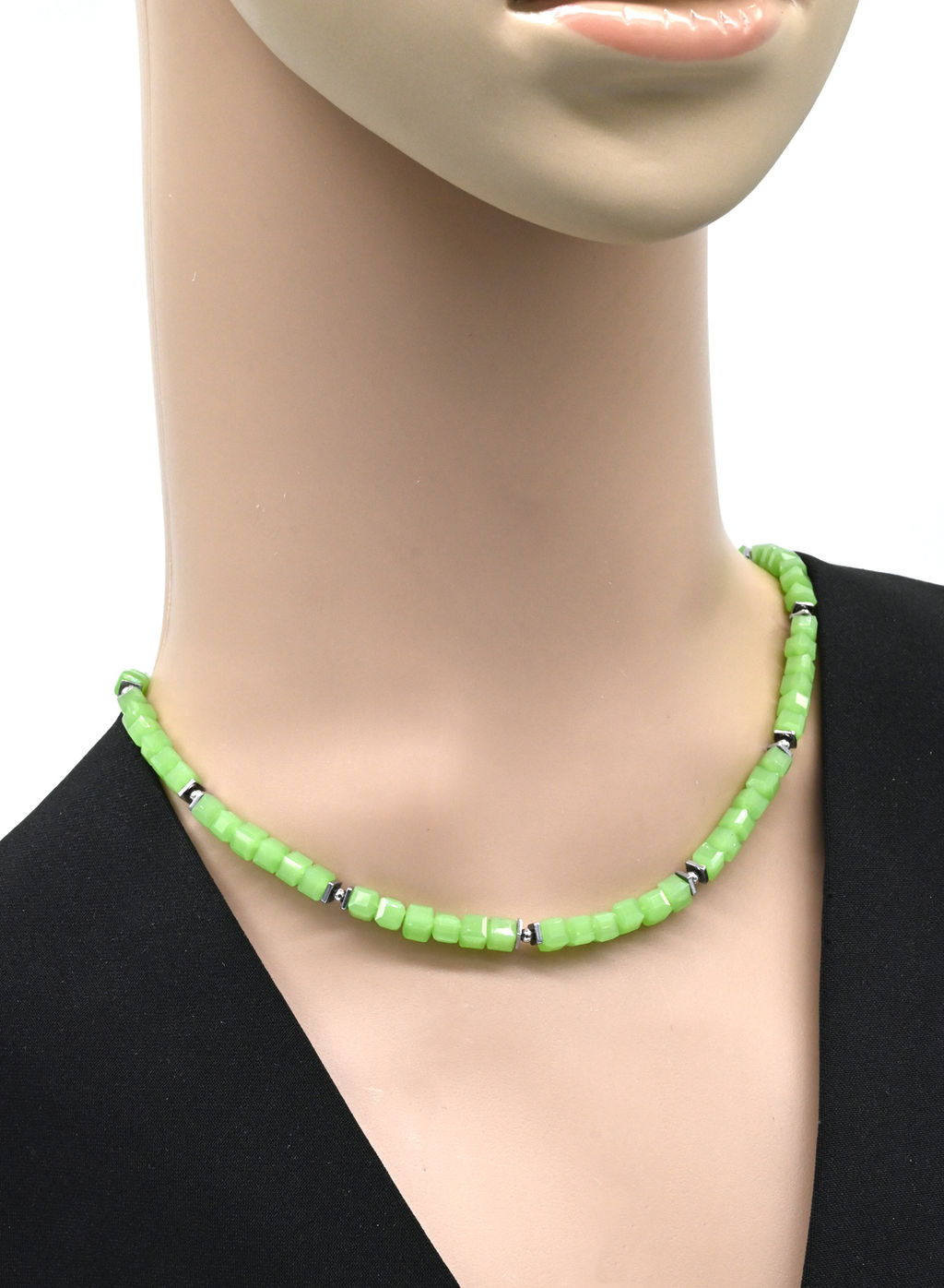 Чокер из циркона кубик гр.5мм цв.зеленый, 41см