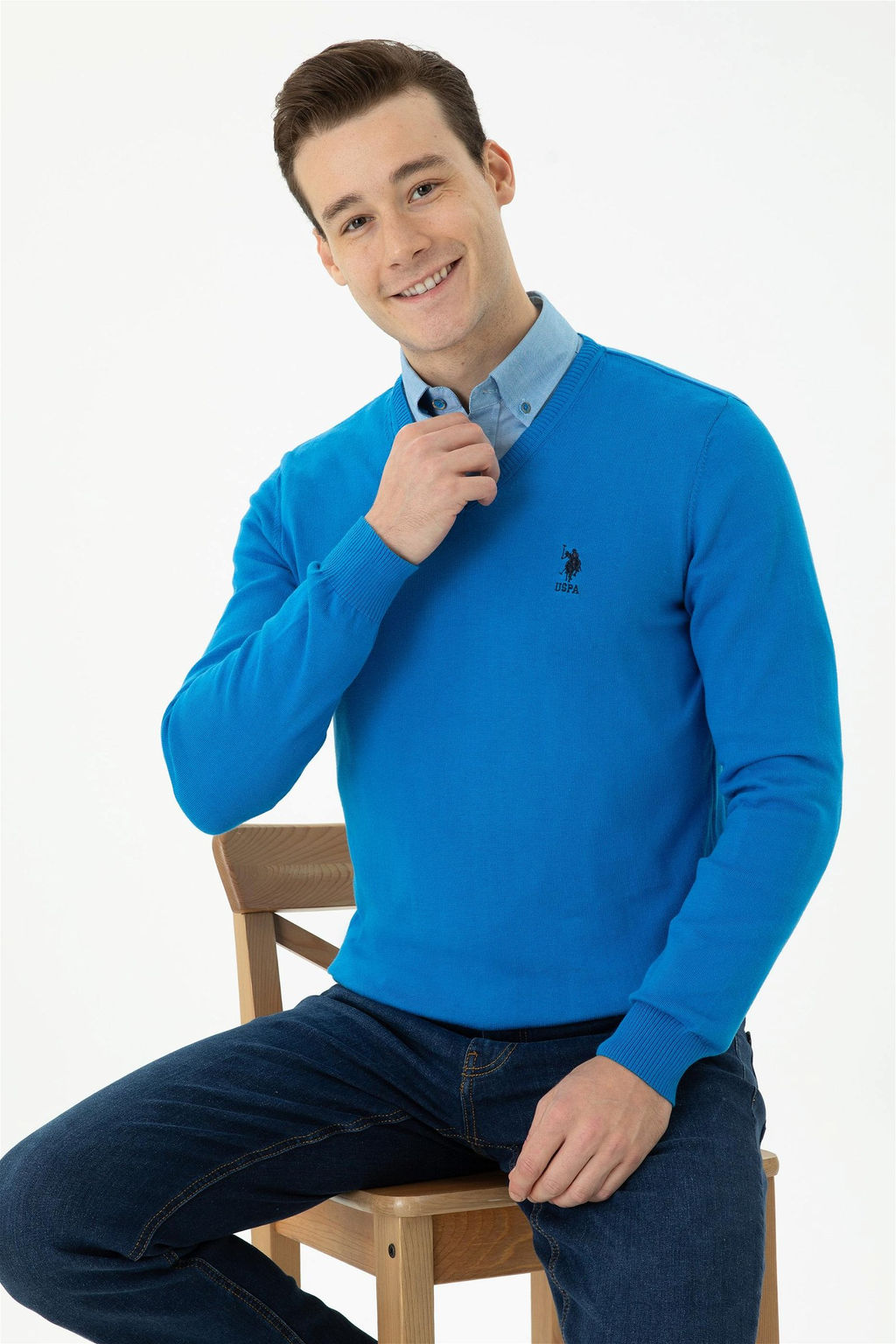 U. S. Polo Assn / Мужской кобальтово-синий базовый свитер - U.s. polo assn фото 11