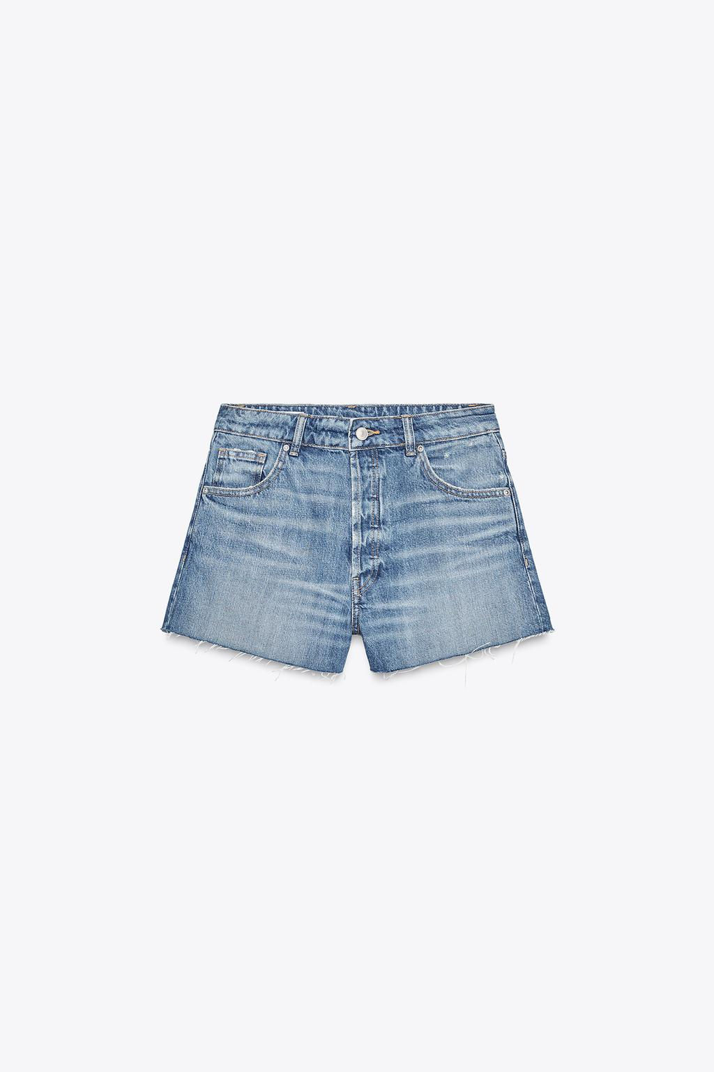 TRF LOW-RISE CROPPED BAGGY DENIM SHORTS - Zara фото 5