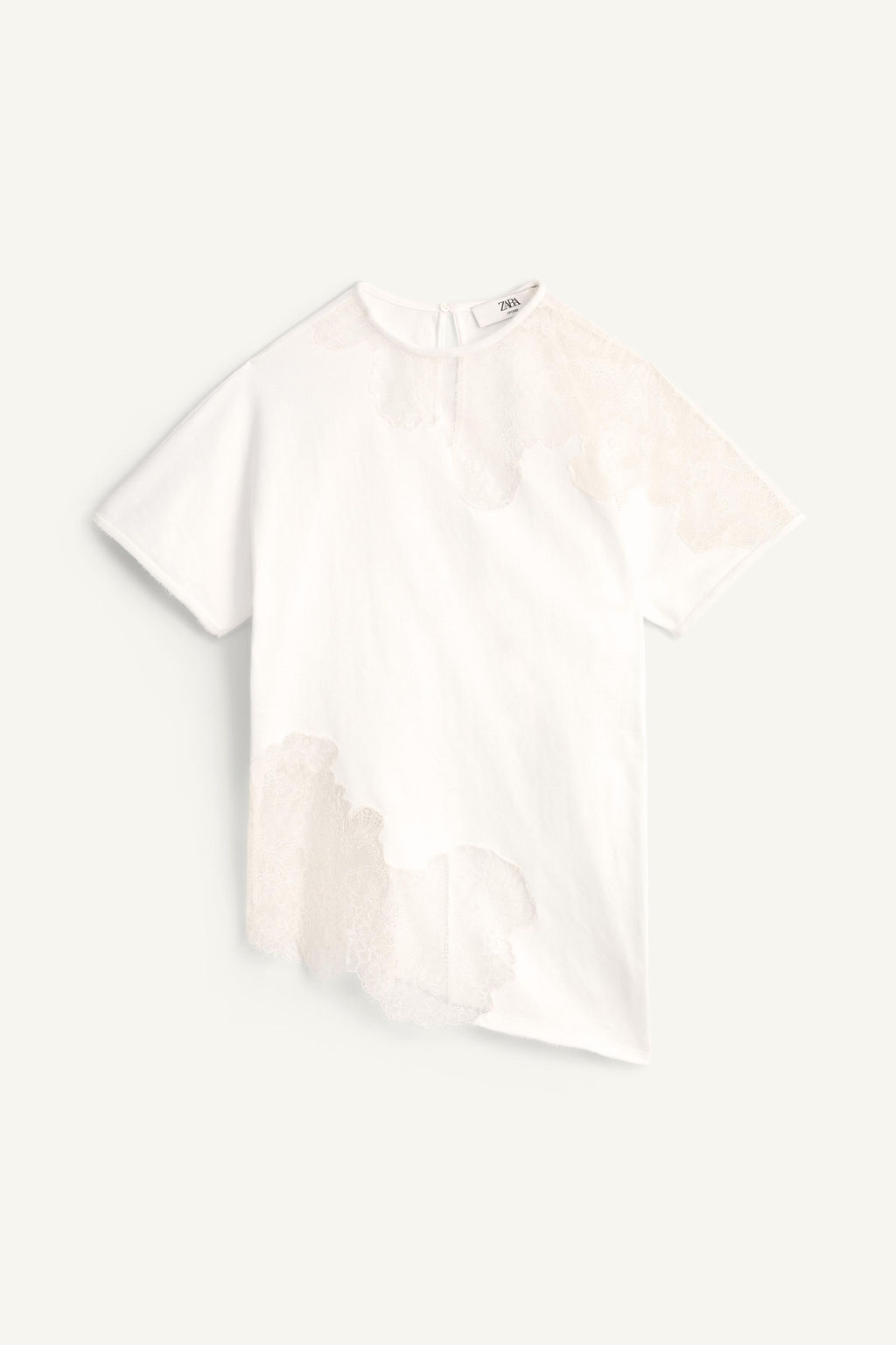 CAMISETA ASIM?TRICA ENCAJE LIMITED EDITION / Crudo