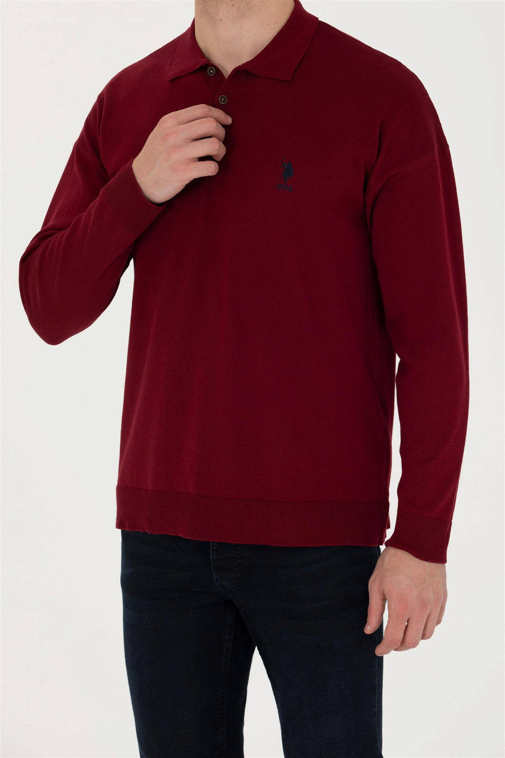 U. S. Polo Assn Мужской бордово-красный базовый свитер - U.s. polo assn фото 6