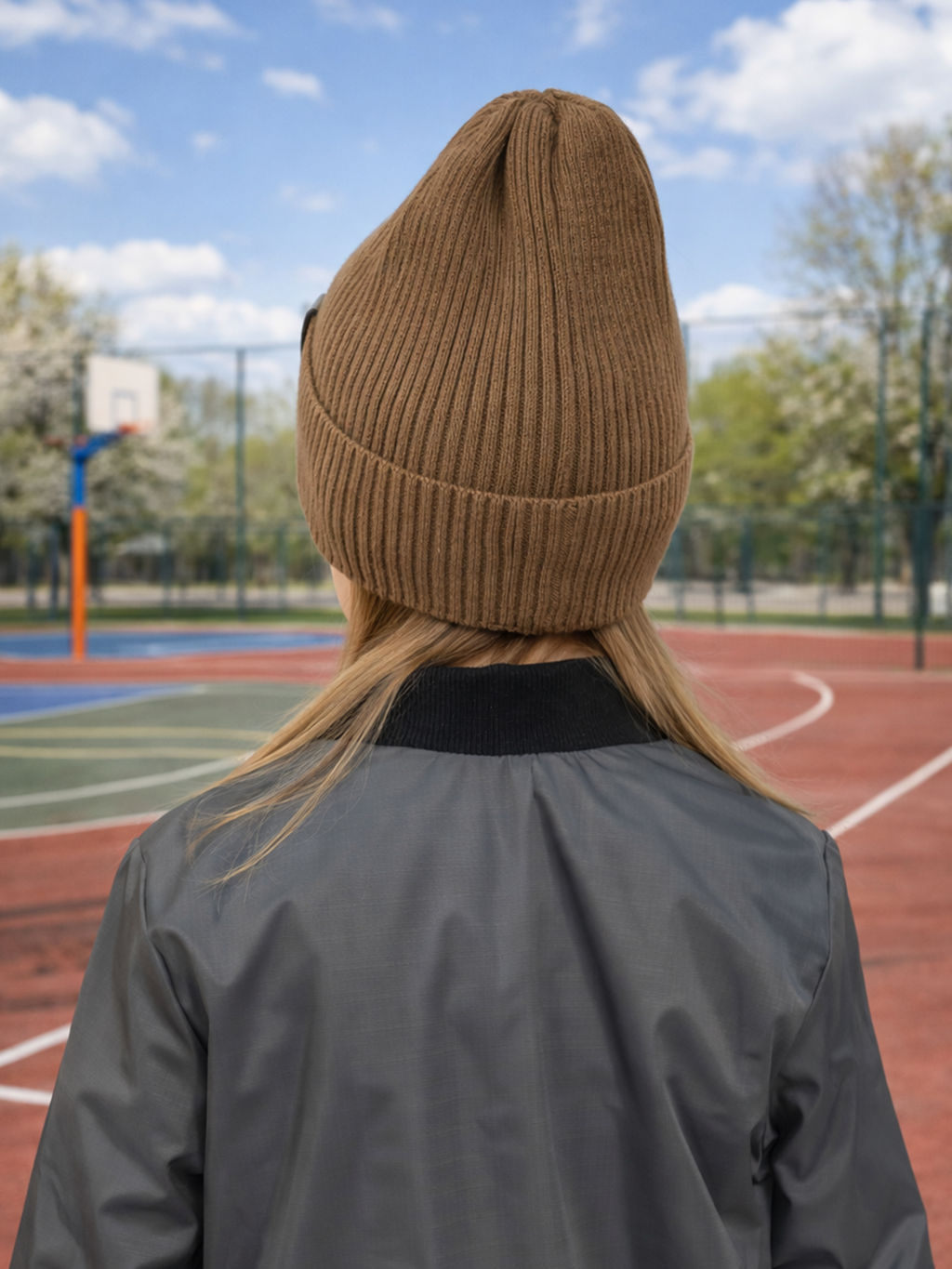 Шапка вязаная кофе