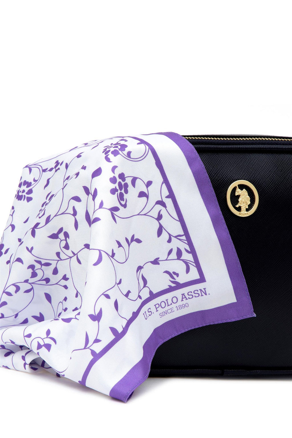 U. S. Polo Assn / Женская темно-синяя сумка через плечо в подарочной упаковке с шарфом - U.s. polo assn фото 3