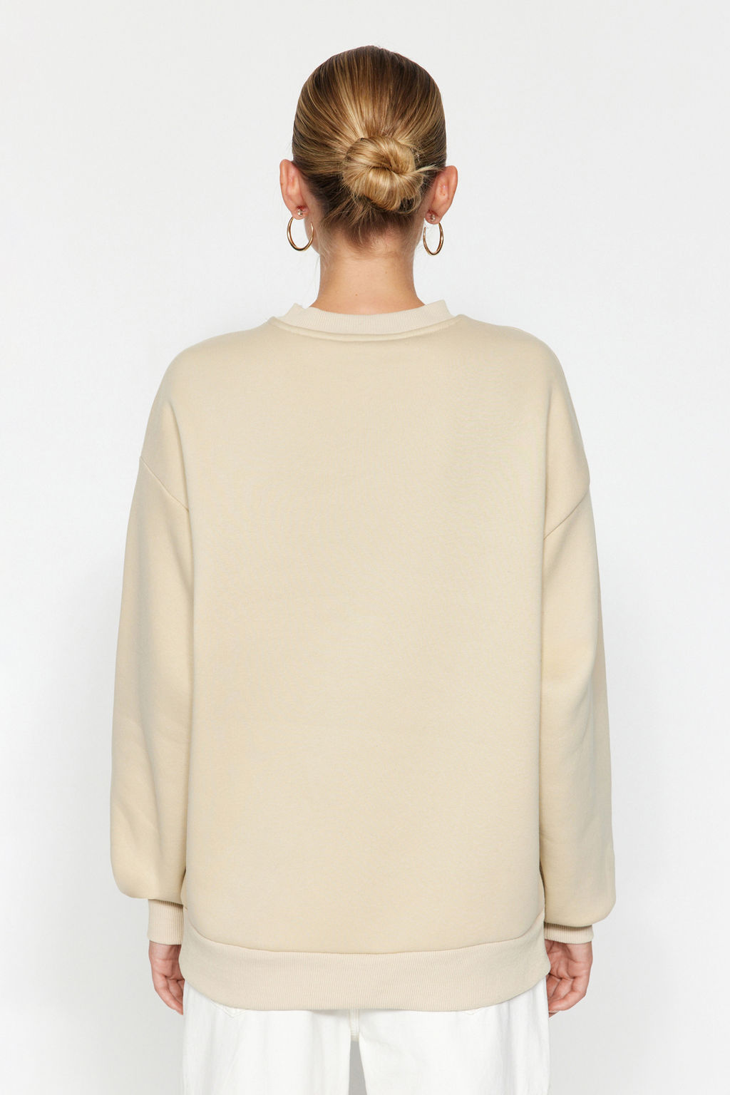 Tas Varak Bask?l? Kal?n Ici Polarl? Bisiklet Yaka Oversize Orme Sweatshirt TWOAW24SW00132 - Trendyolmilla фото 6