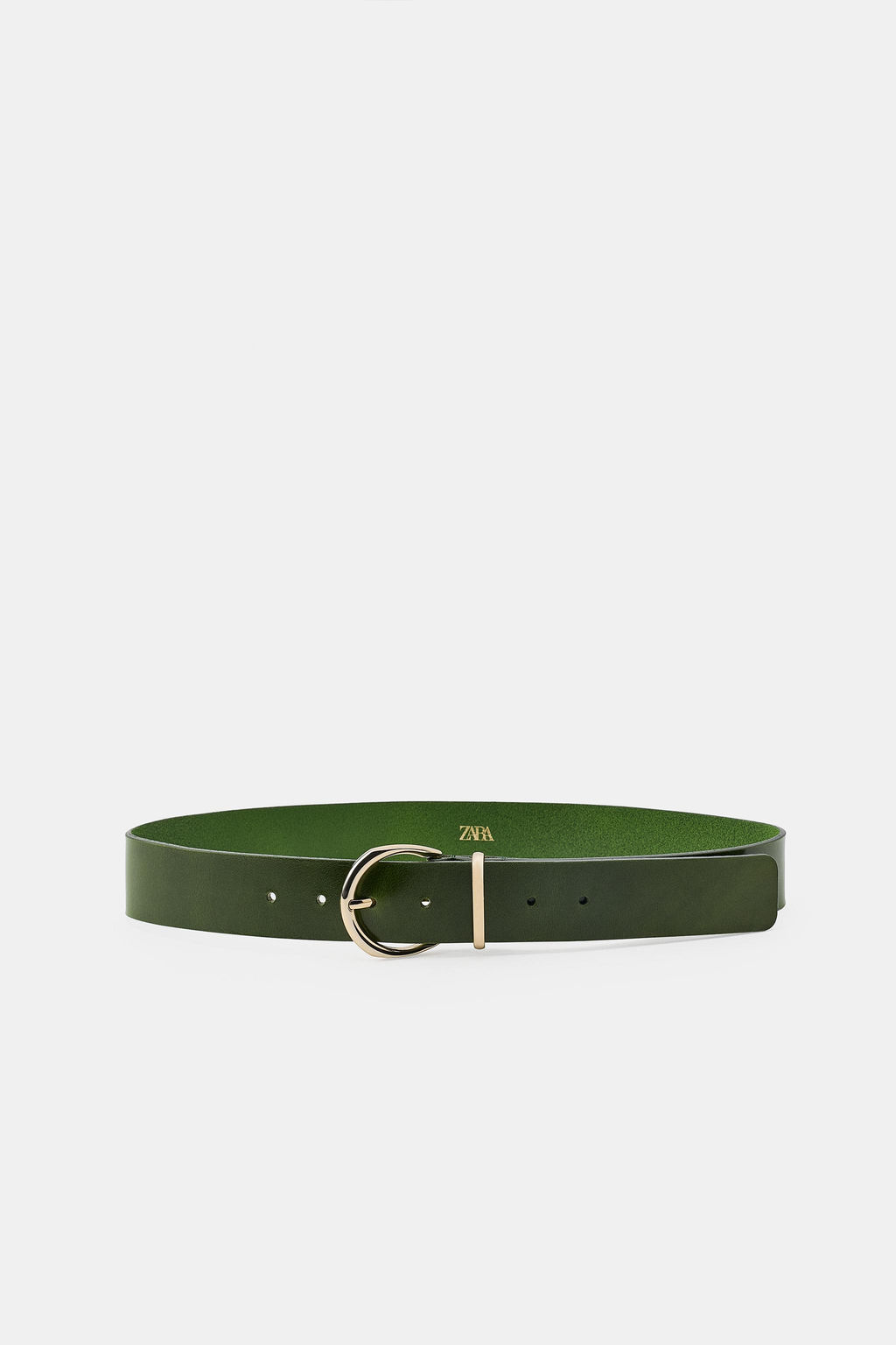 CINTUR?N PIEL 100% HEBILLA CIRCULAR / Verde - Zara фото 3