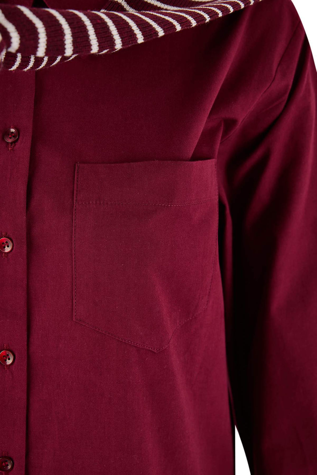 Koyu Bordo Yakas? Baglamal? Oversiz/Genis Kal?p Gomlek TWOSS26GO00015 - Trendyolmilla фото 2