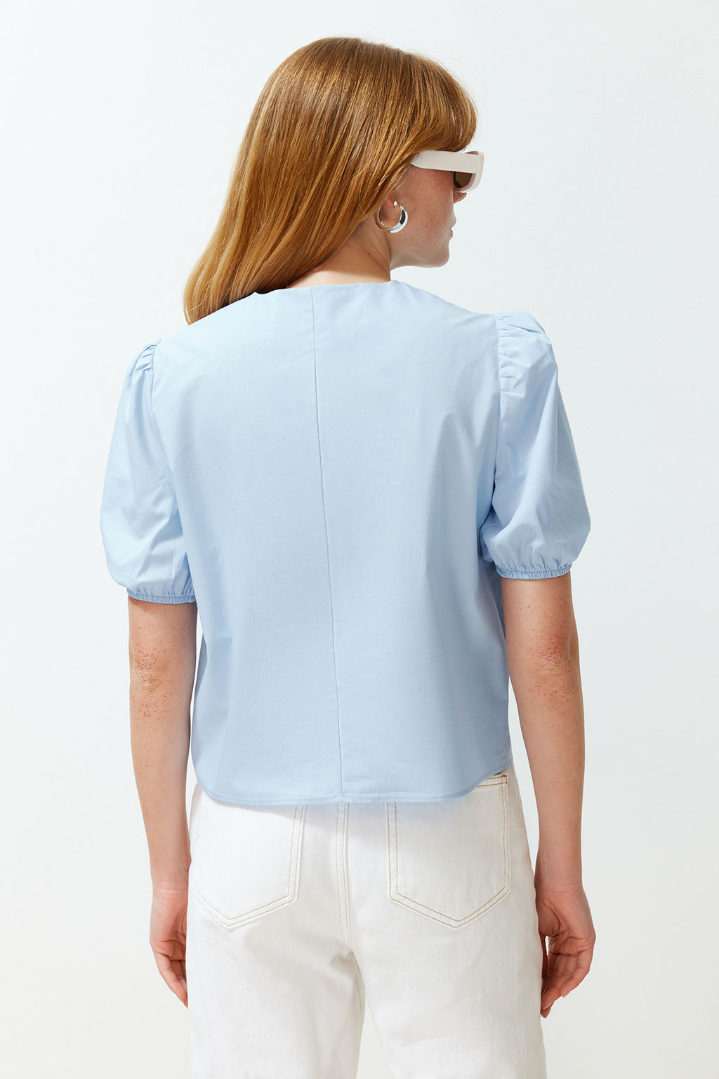 Mavi Yaka Detayl? Dokuma Bluz TWOSS24BZ00335