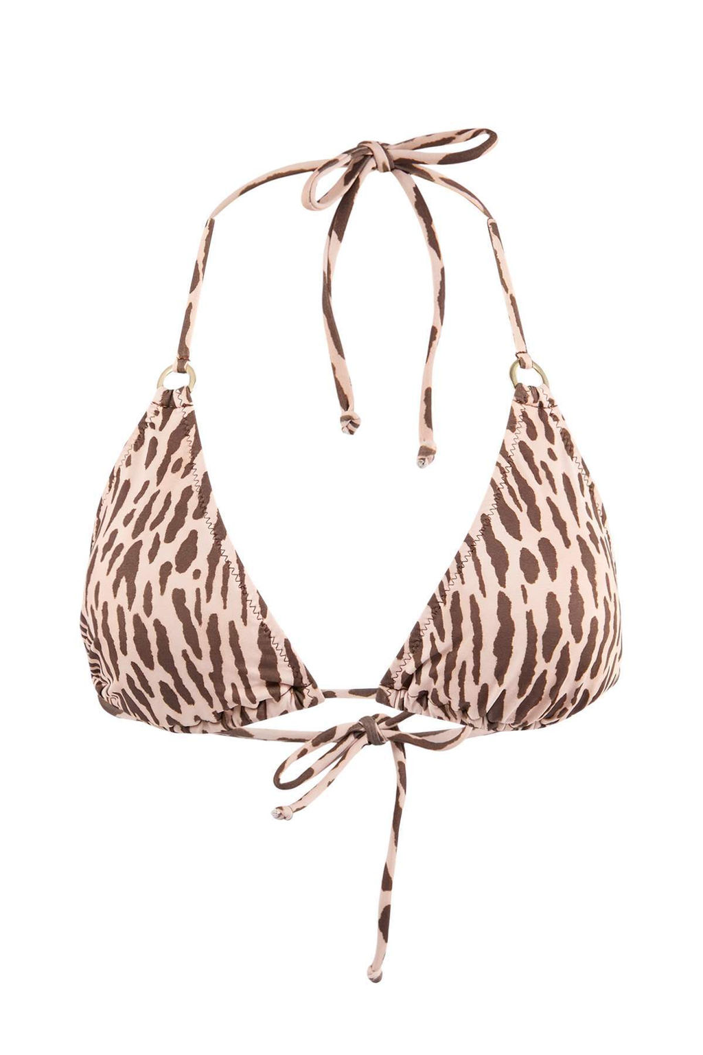 Kahverengi Zebra Desenli Ucgen Kapl? Aksesuarl? Bikini Ustu TBESS24BU00157