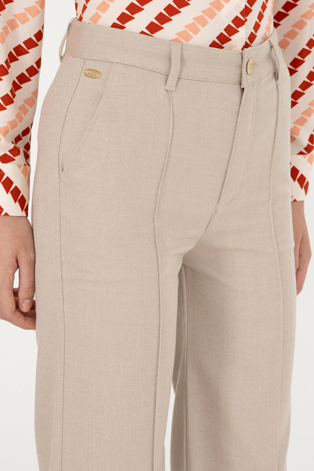 Kad_n Kum Straight Fit Kanvas Pantolon